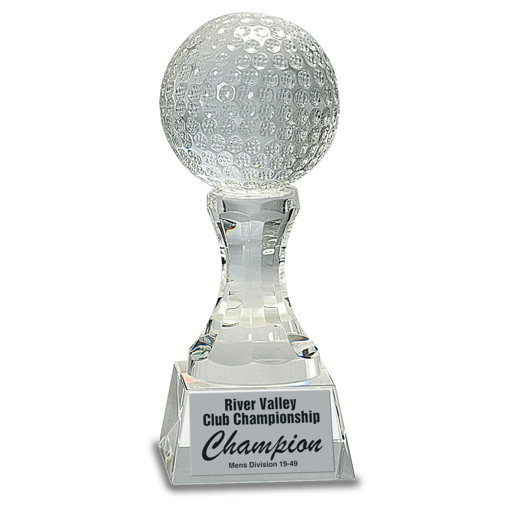 Crystal Golf Ball on Clear Pedestal Base