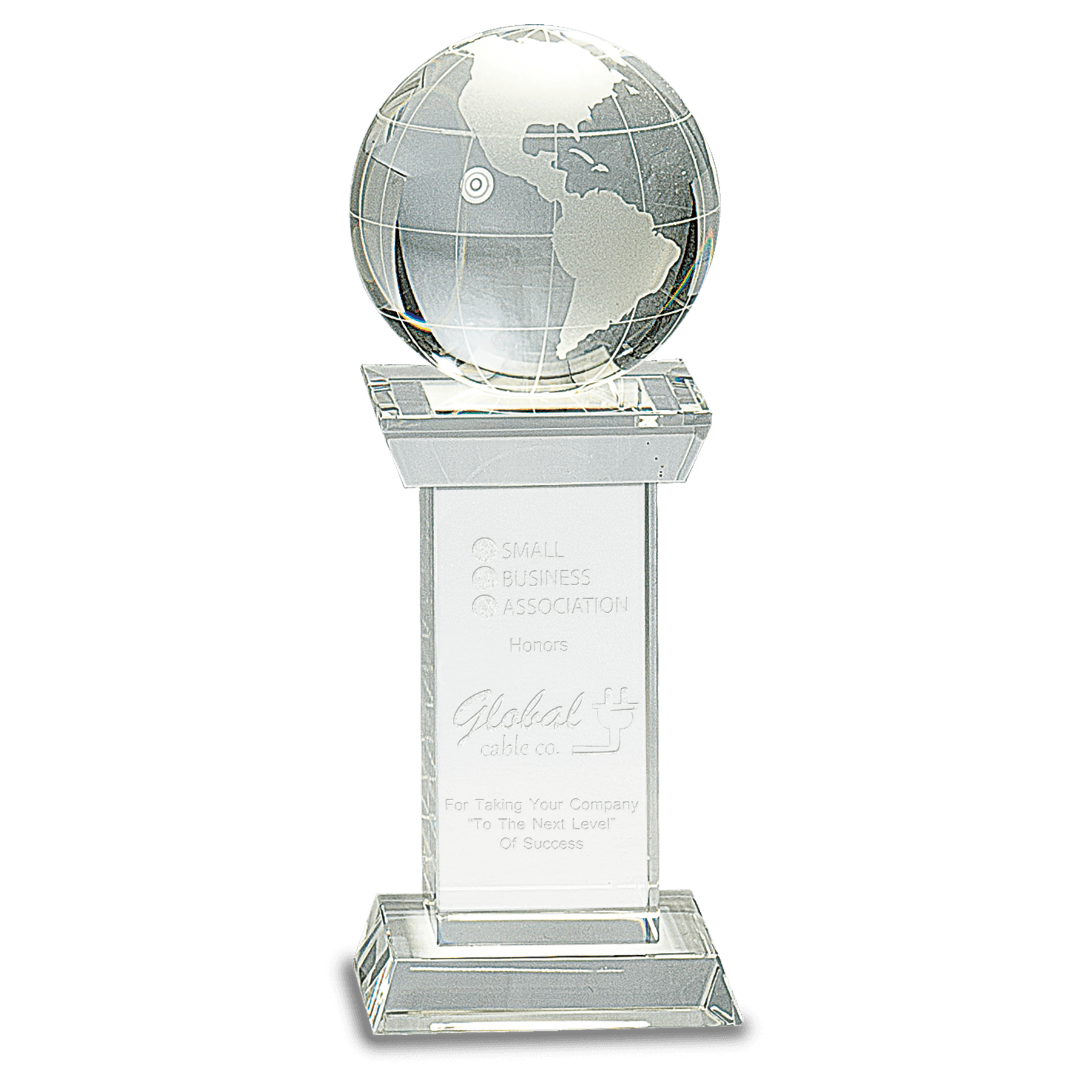 Crystal Globe on Clear Crystal Tower Base