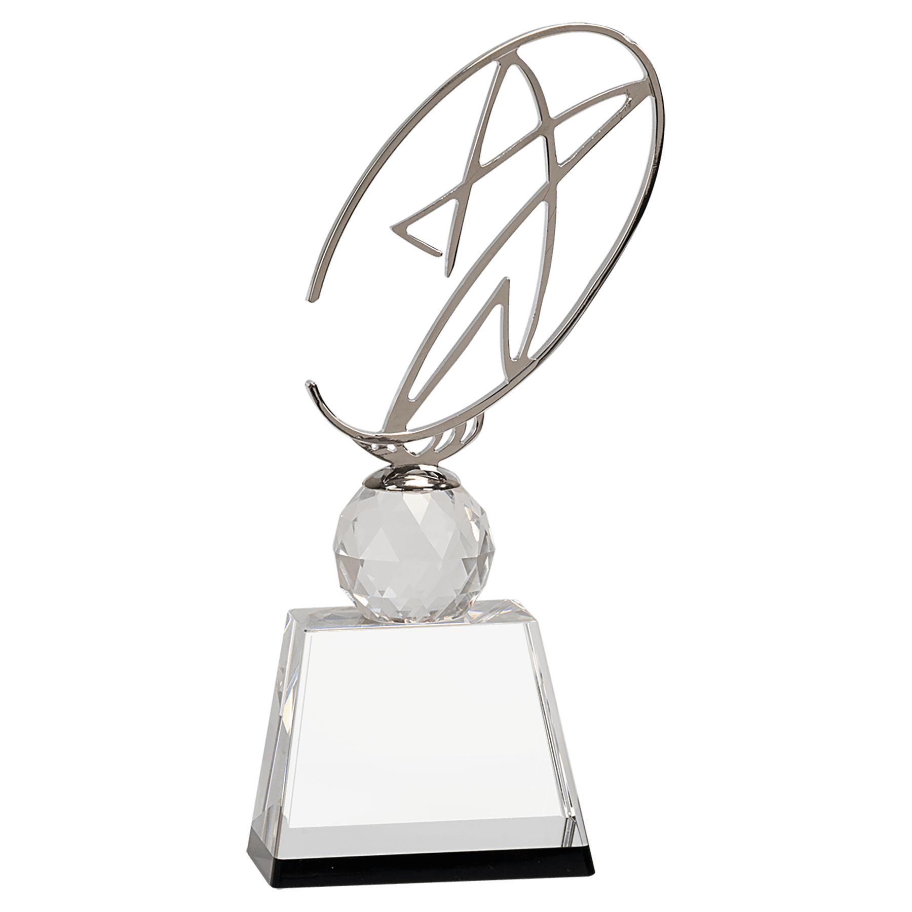 Small Clear/Black Crystal Award with Silver Metal Oval Star