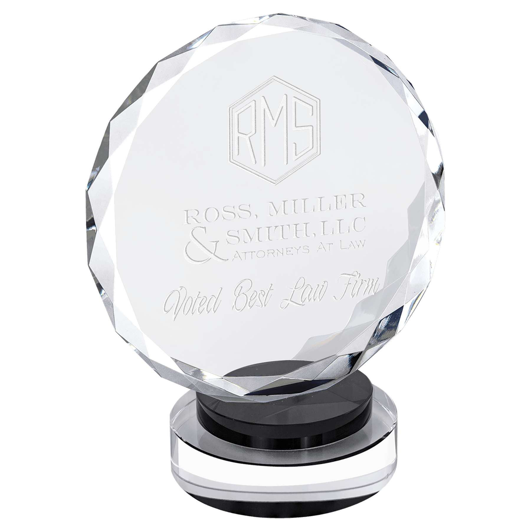 Large Round Crystal with Black/Clear Base