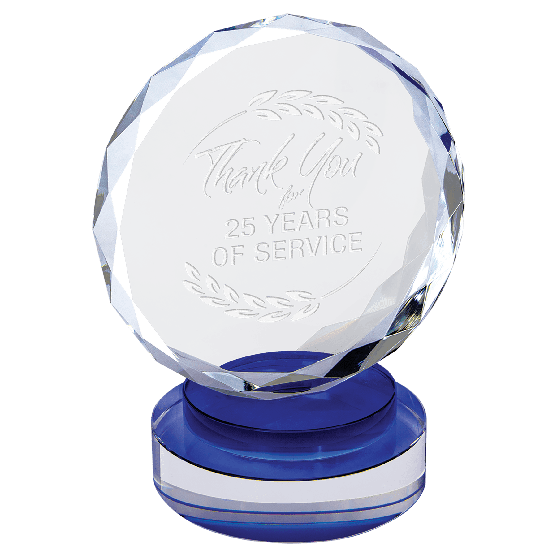 Medium Round Crystal with Blue/Clear Base