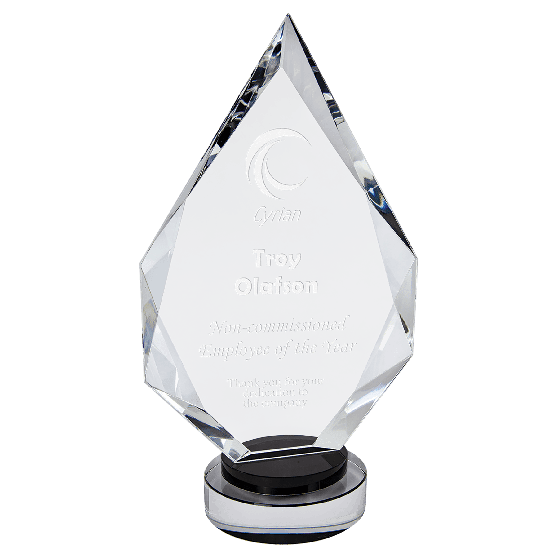 Large Diamond Crystal on Black & Clear Round Base