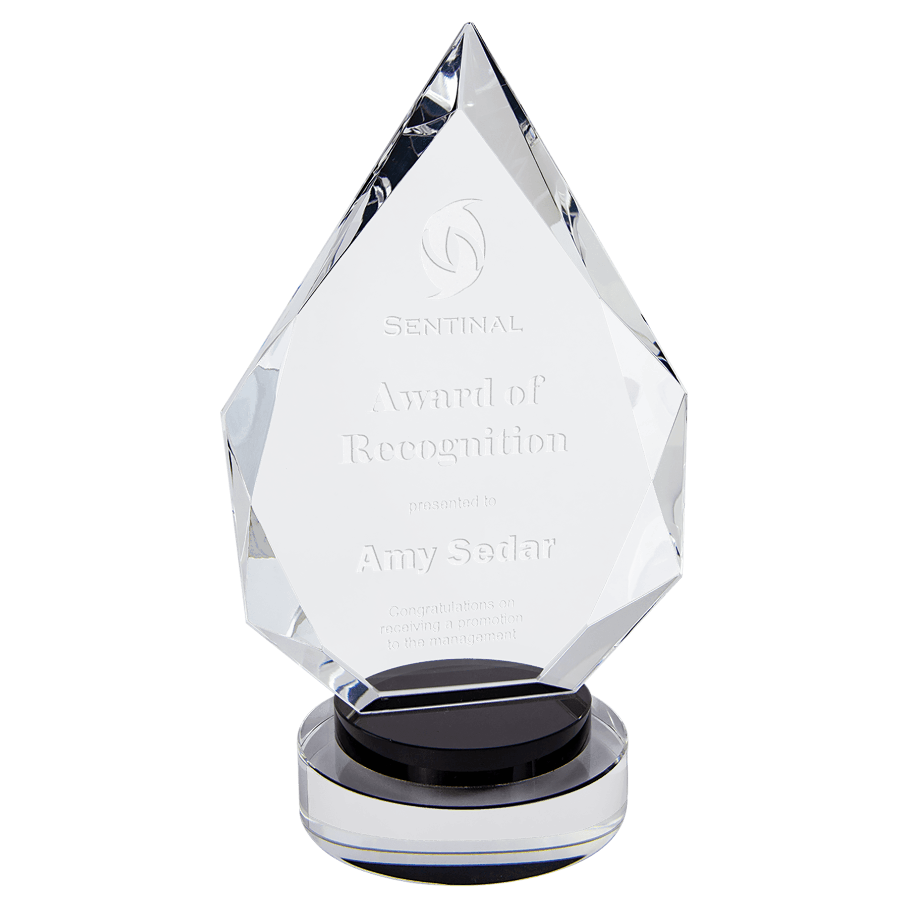 Small Diamond Crystal on Black & Clear Round Base