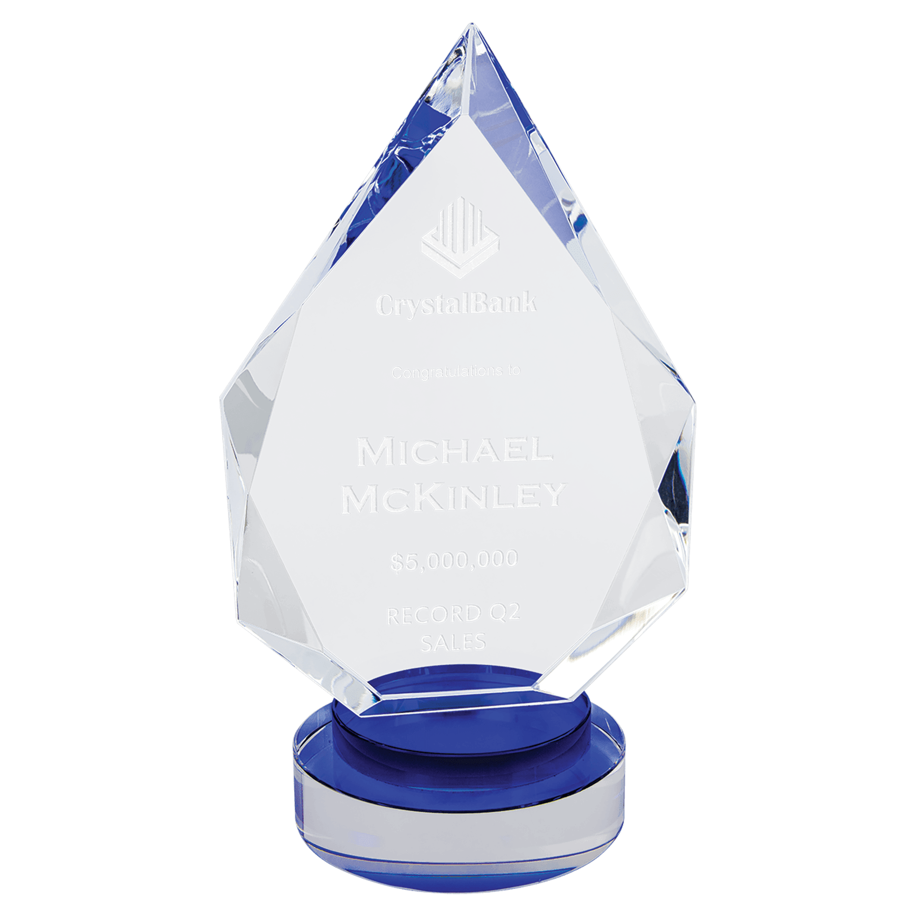 Medium Diamond Crystal with Blue/Clear Base