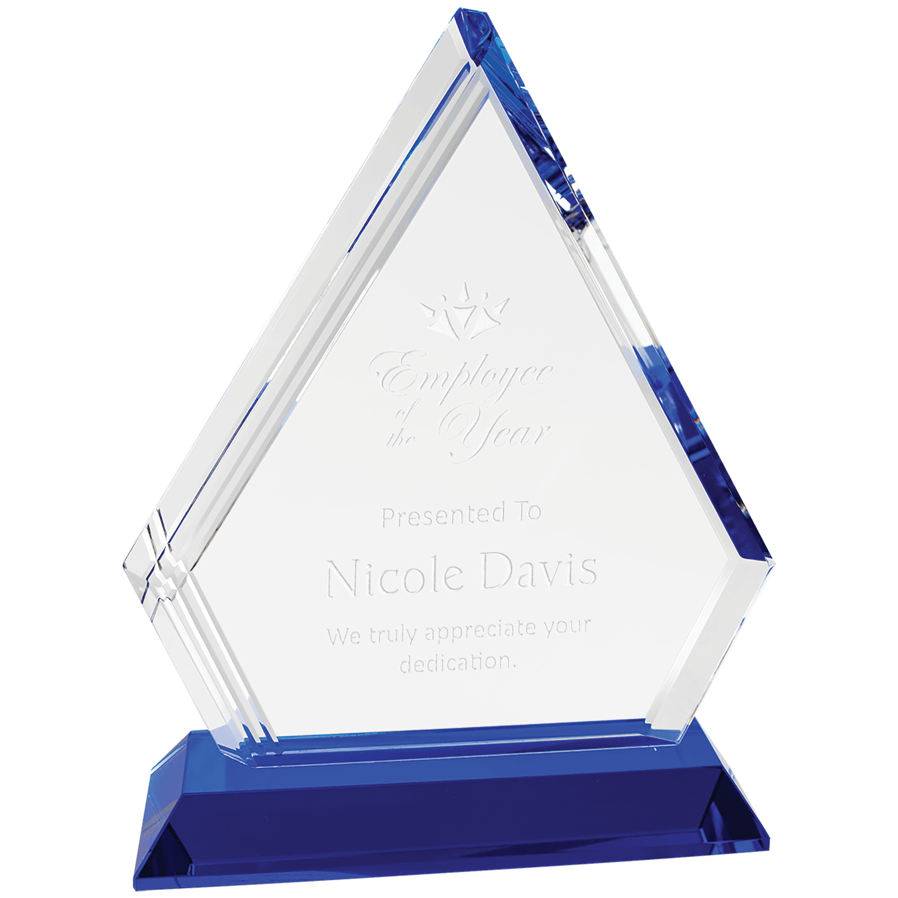 7 3/4" Crystal with Blue Base