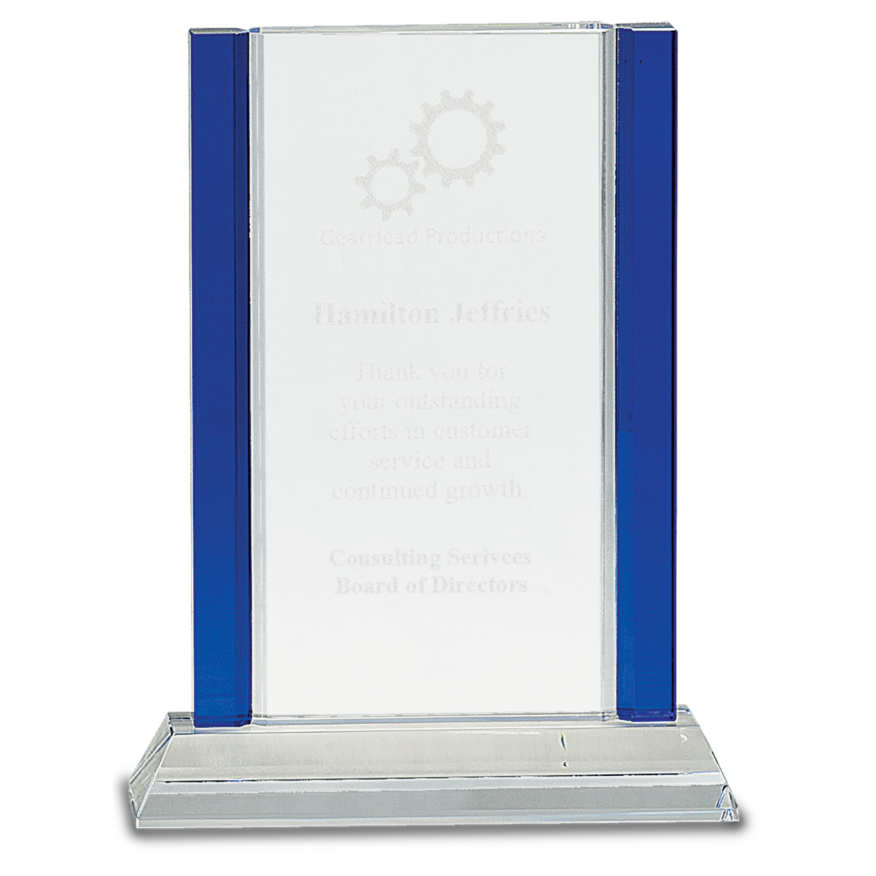 Blue 2-Edge Crystal on Clear Base