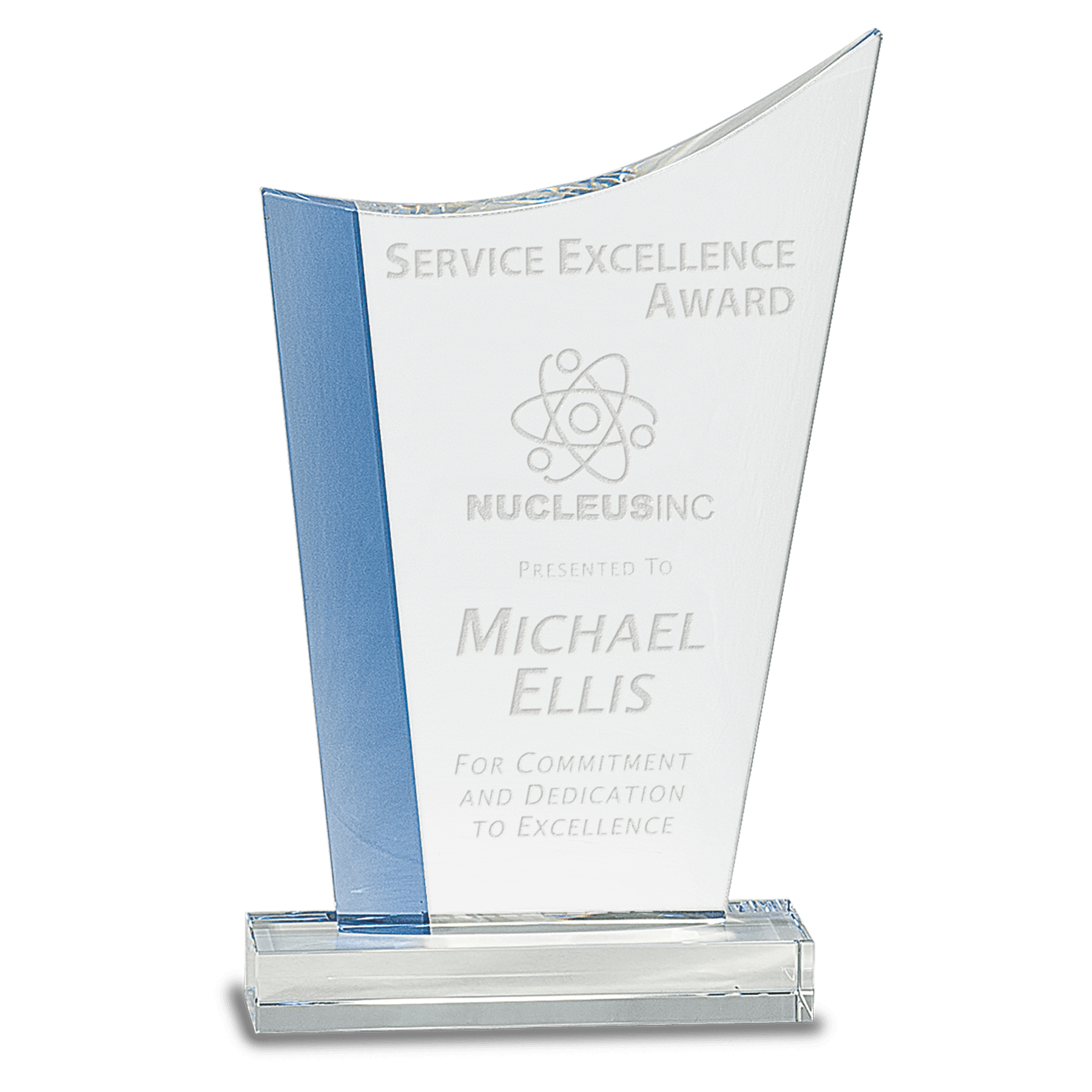 Blue Edge Crystal Crest on Clear Base