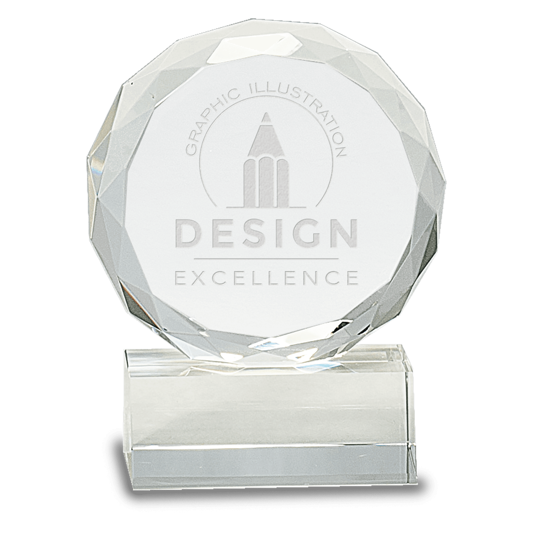 Round Facet Crystal on Clear Pedestal Base