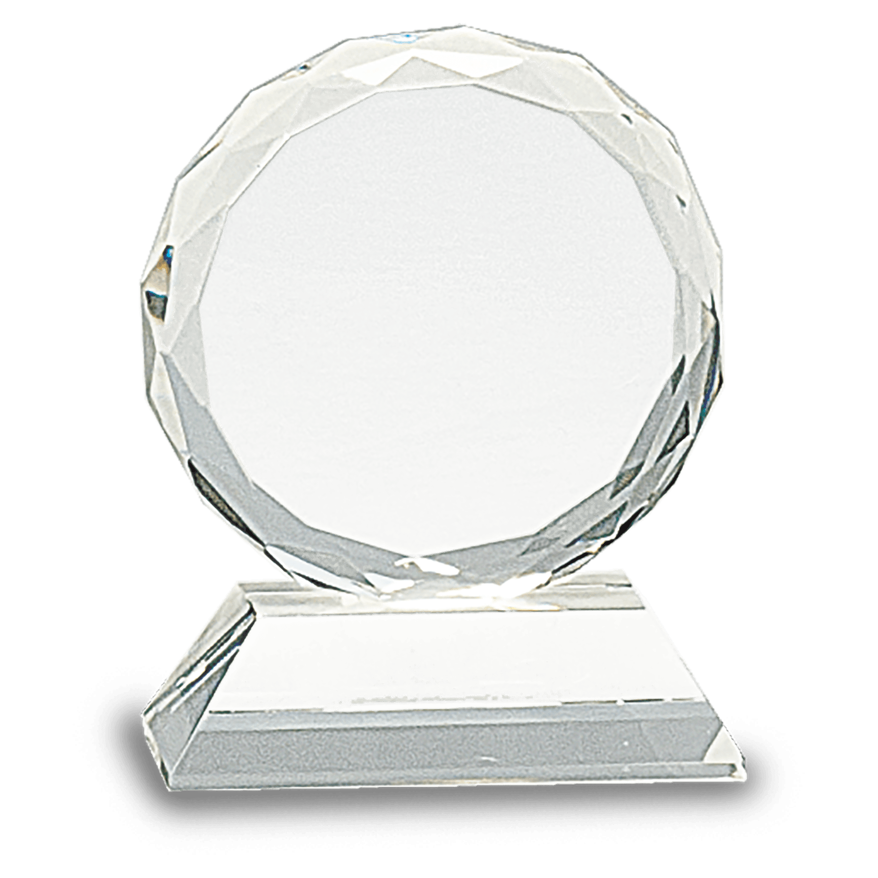 Round Facet Crystal on Clear Pedestal Base