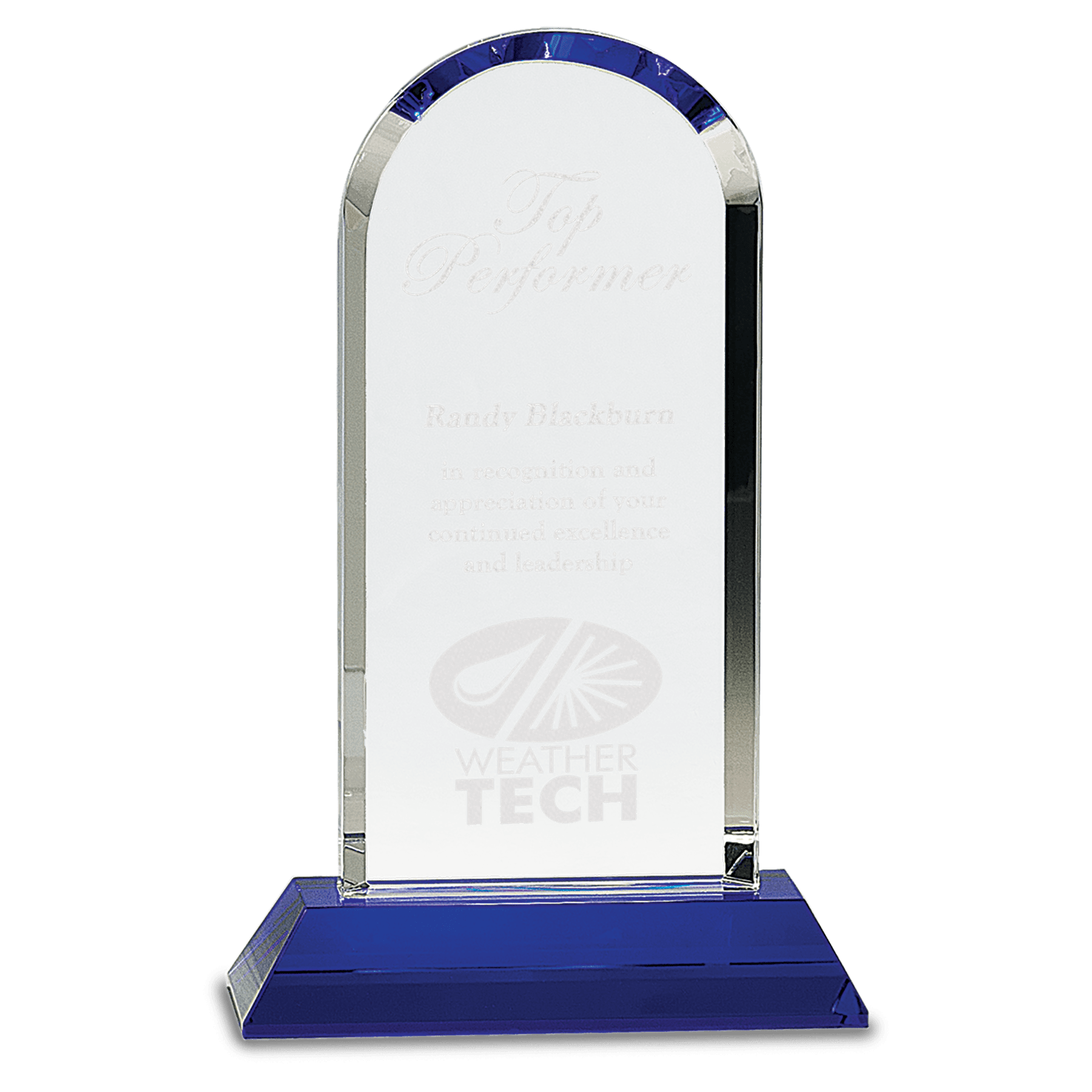 Clear Crystal Dome on Blue Pedestal Base