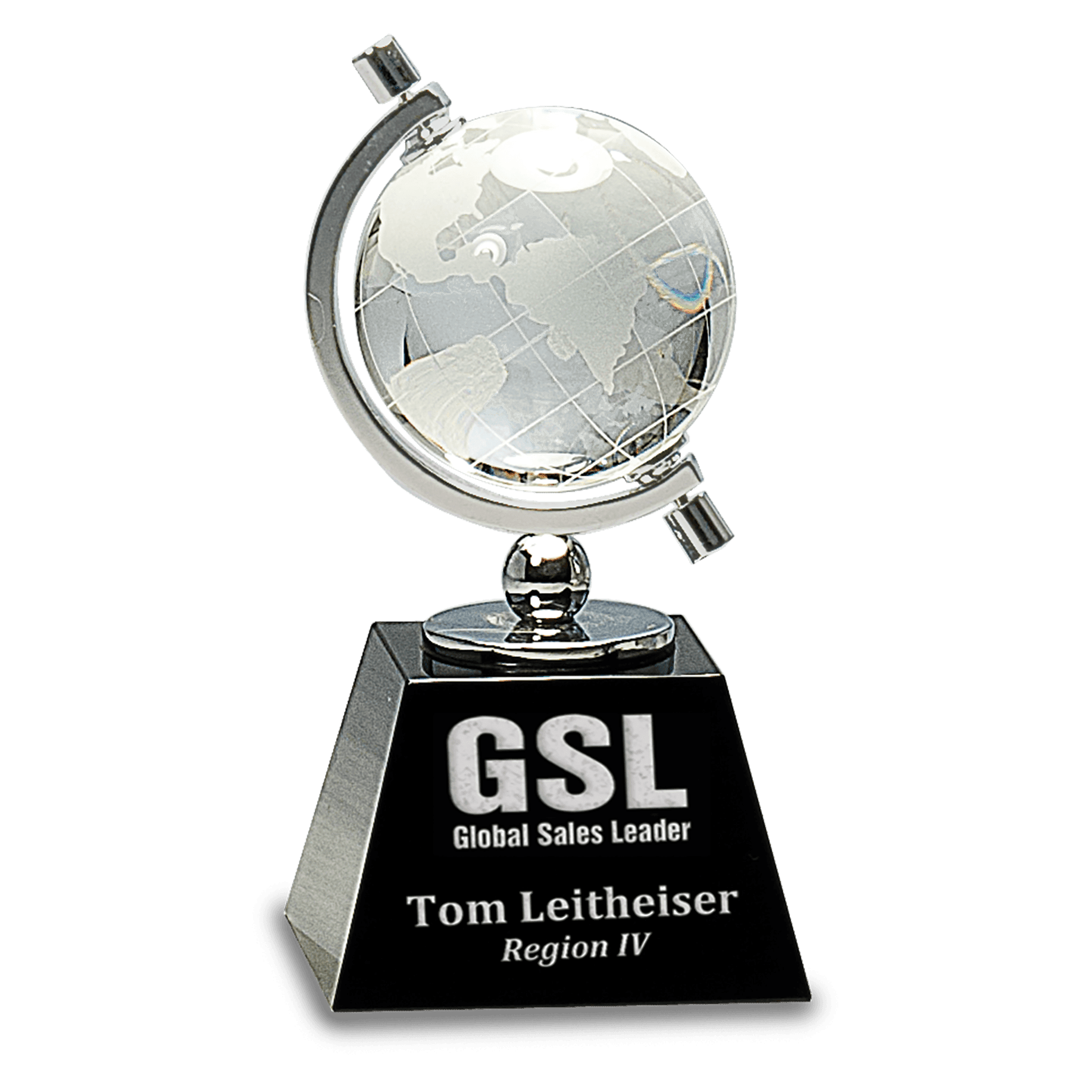 Crystal Spinning Globe on Black Base