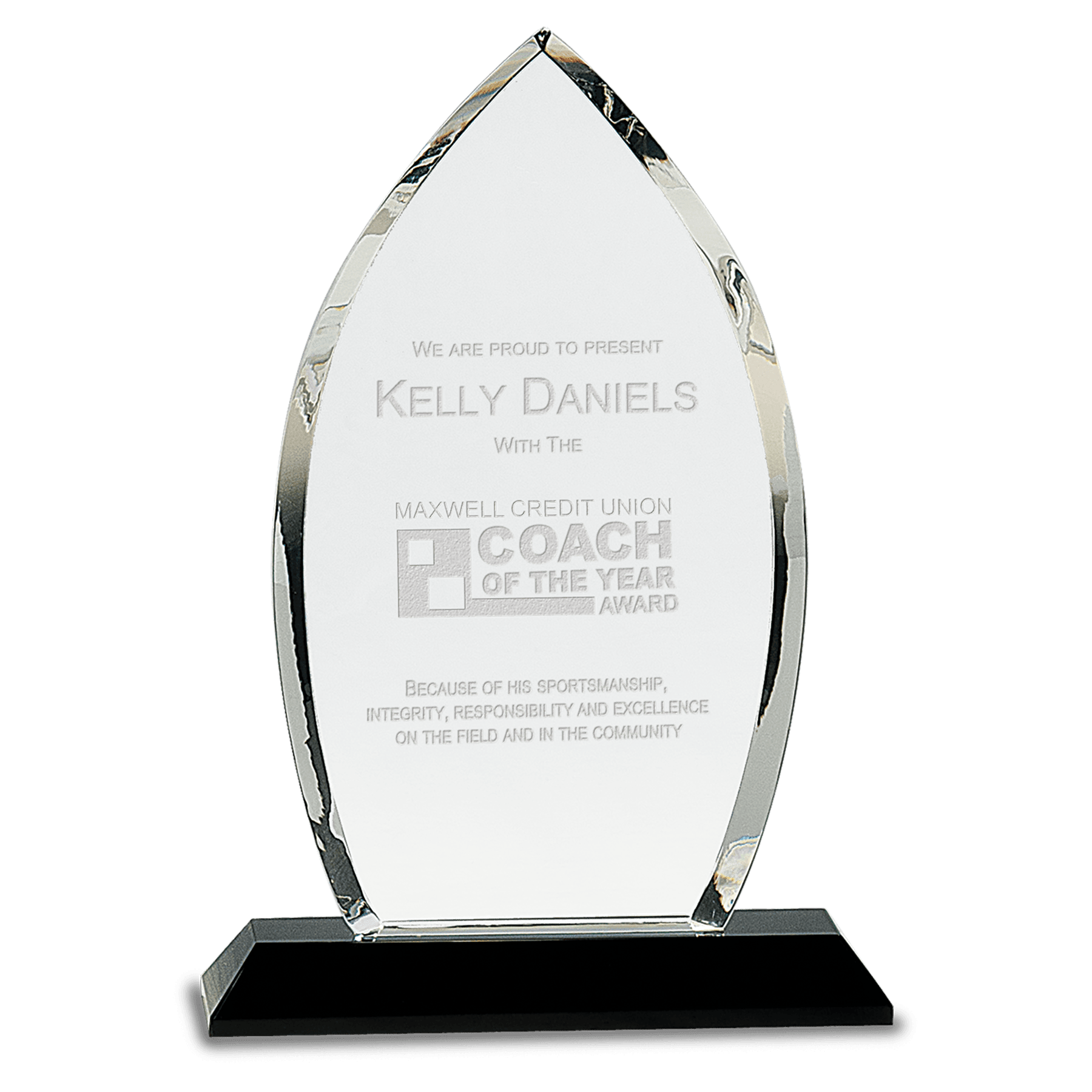 Clear Crystal Oval on Black Pedestal Base