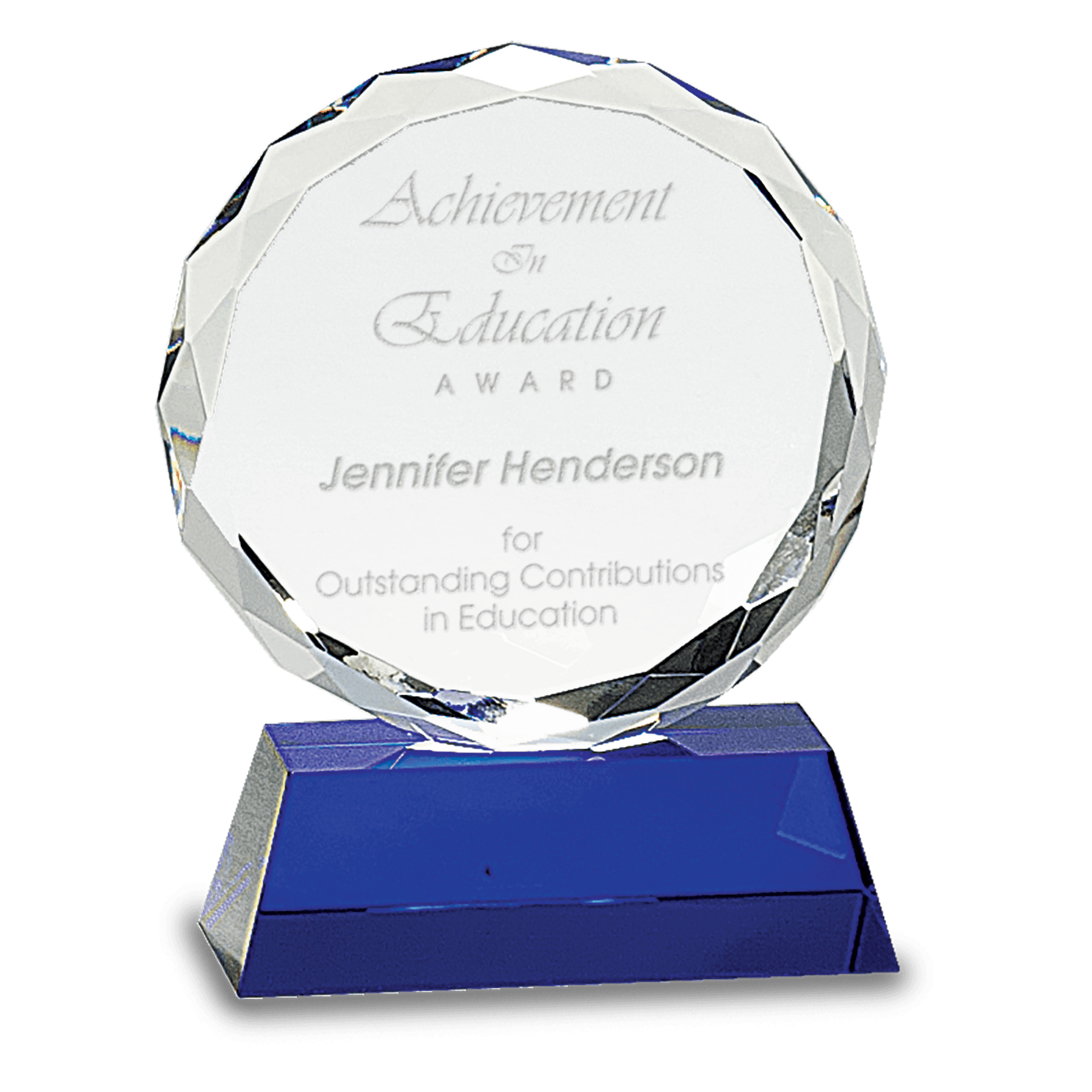 5" Crystal Round Facet on a Blue Crystal Base