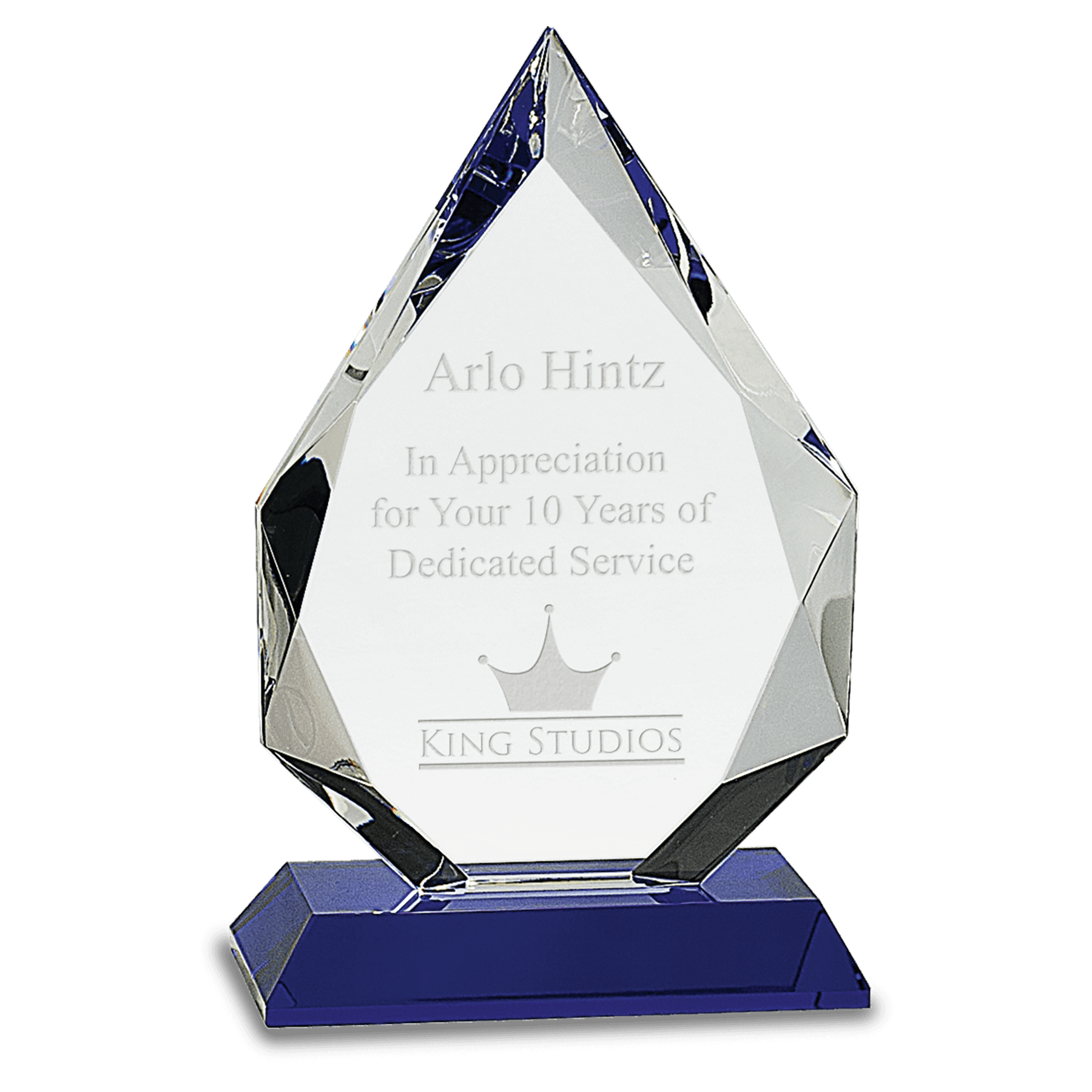 8" Crystal Diamond on a Blue Crystal Base