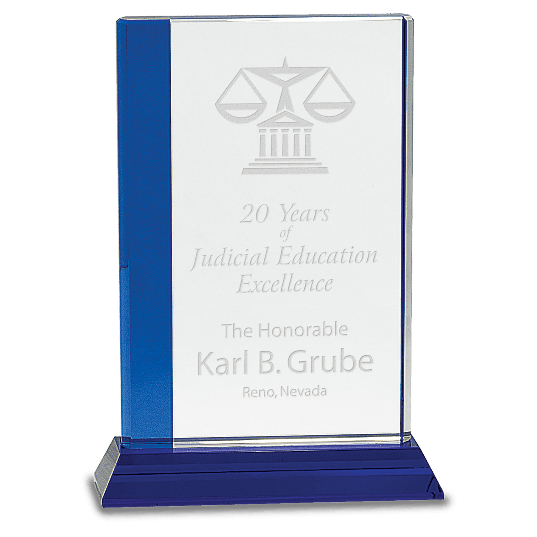 9" Crystal with Blue Edge on a Blue Crystal Base