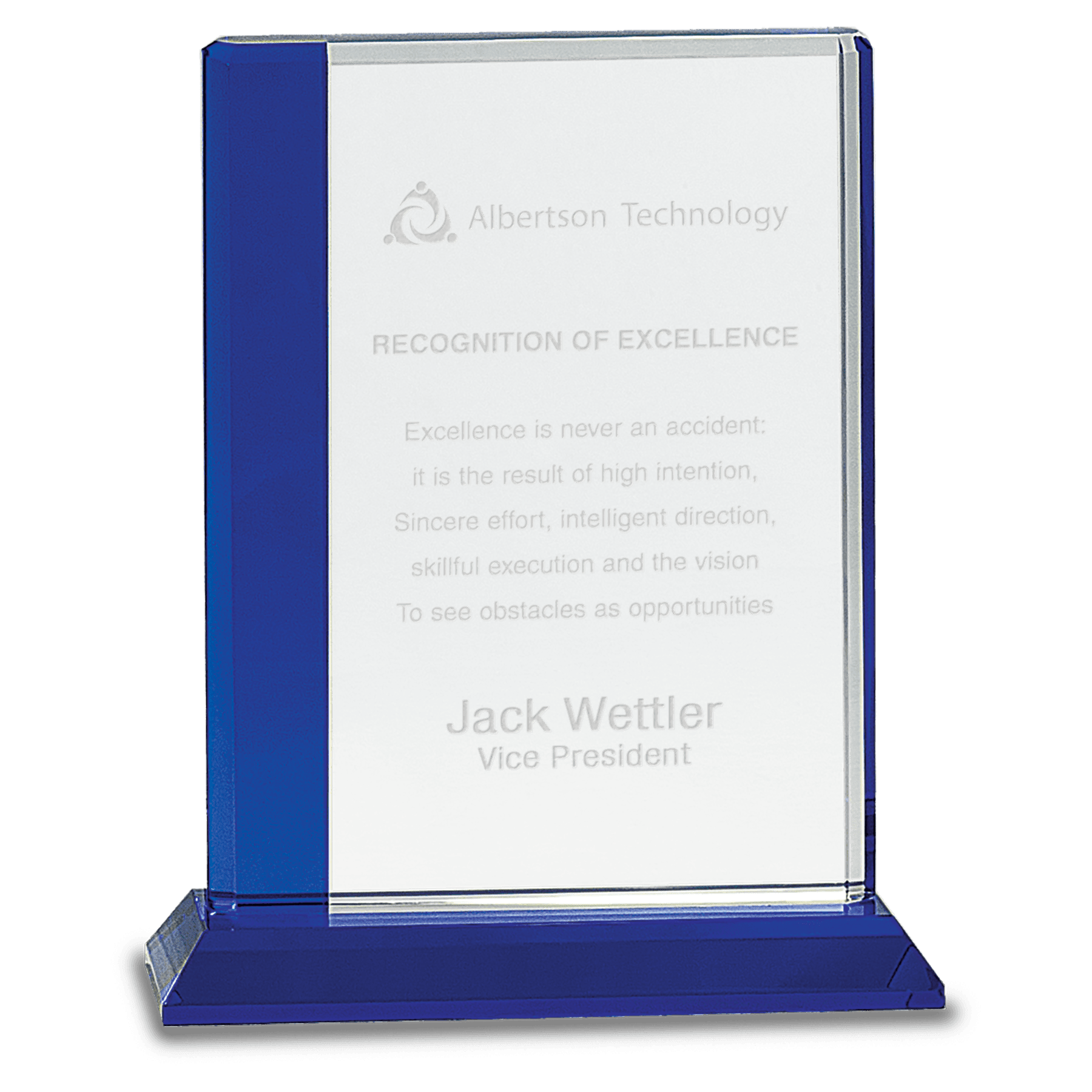 8" Crystal with Blue Edge on a Blue Crystal Base