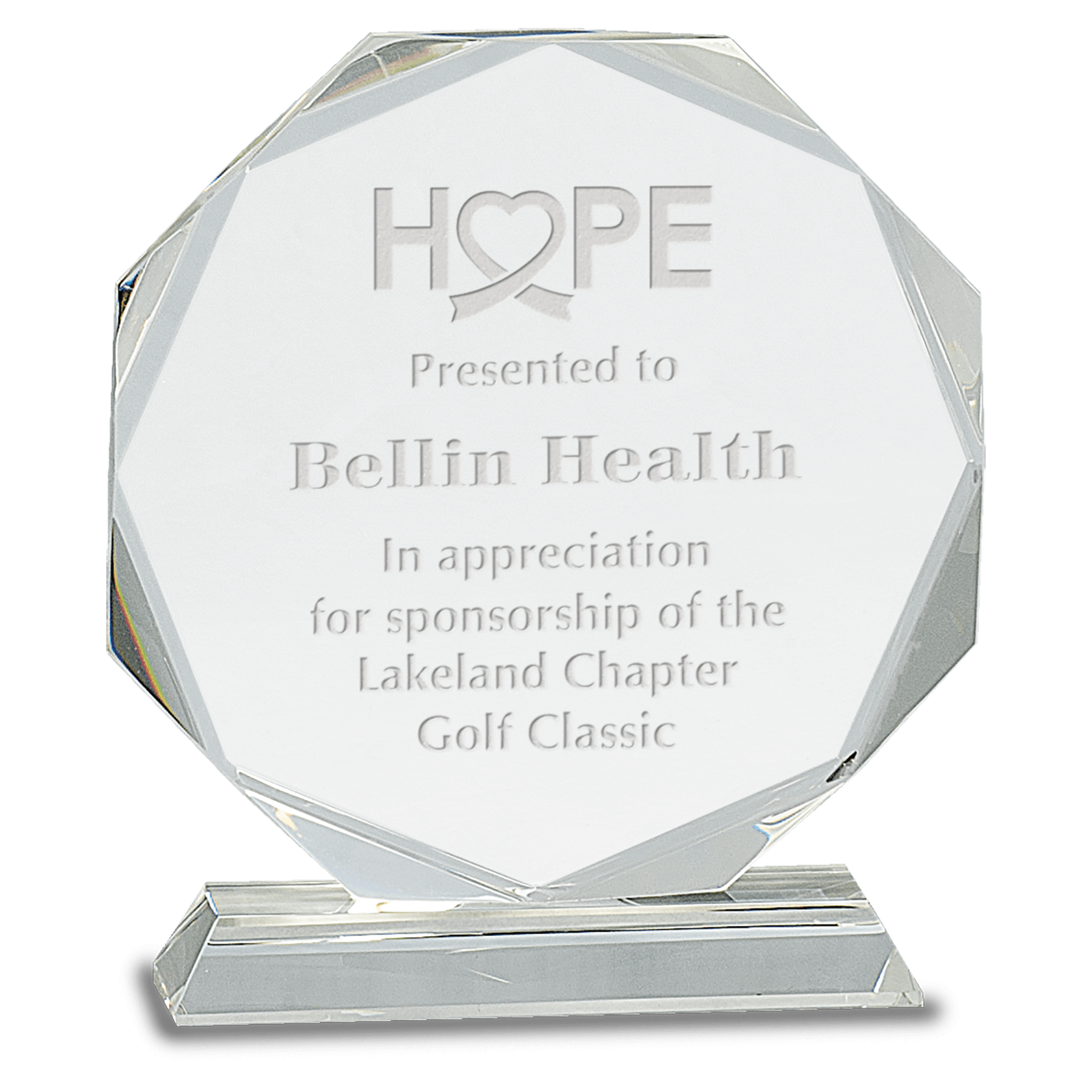 7 1/4" Crystal Octagon Facet on a Clear Crystal Base