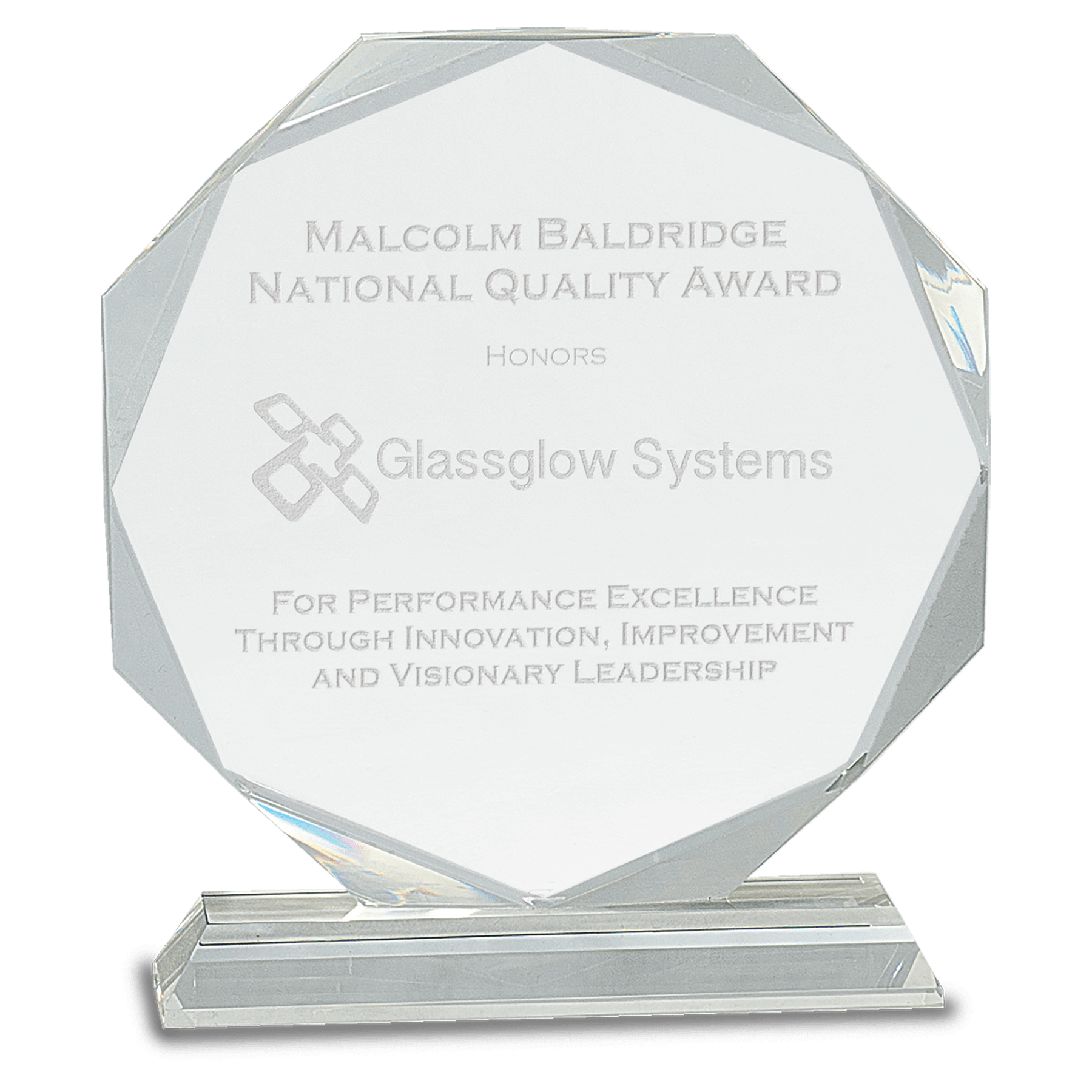 8" Crystal Octagon Facet on a Clear Crystal Base