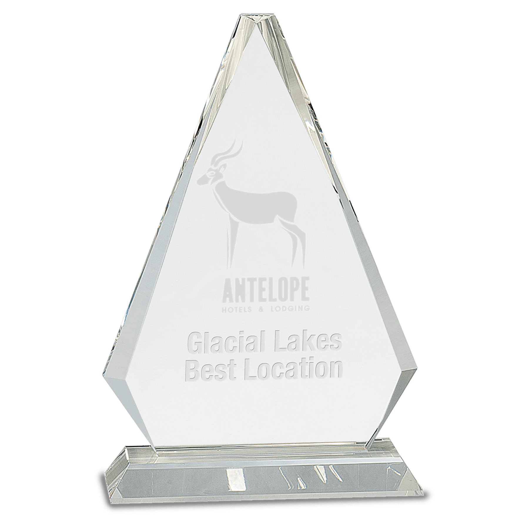 Large Clear Crystal Triangle on Clear Pedestal Base