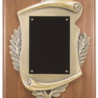 8" x 10" Genuine Walnut Step Edge Plaque with Metal Scroll Frame & Plate