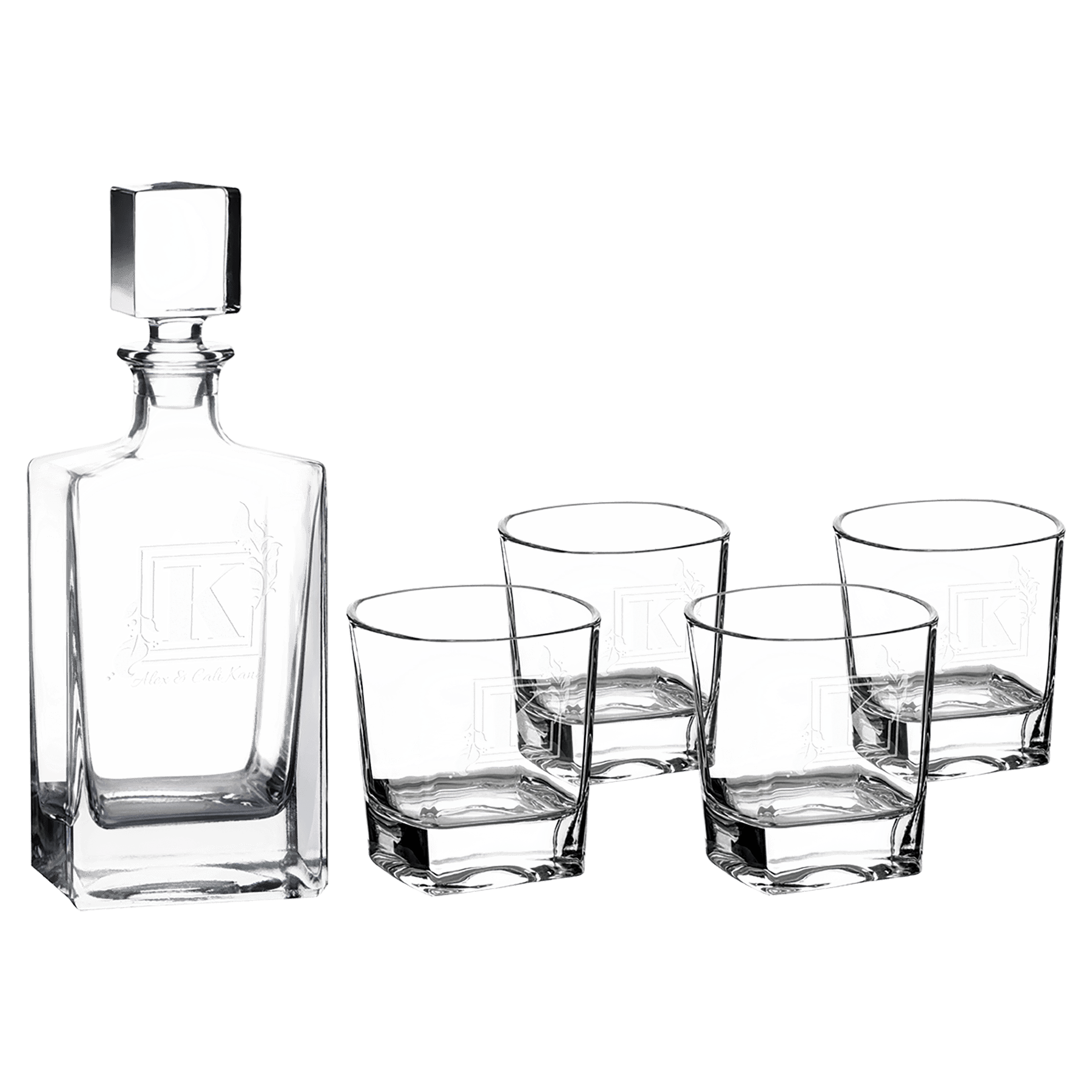 Polar Camel Rectangle Glass Decanter Set