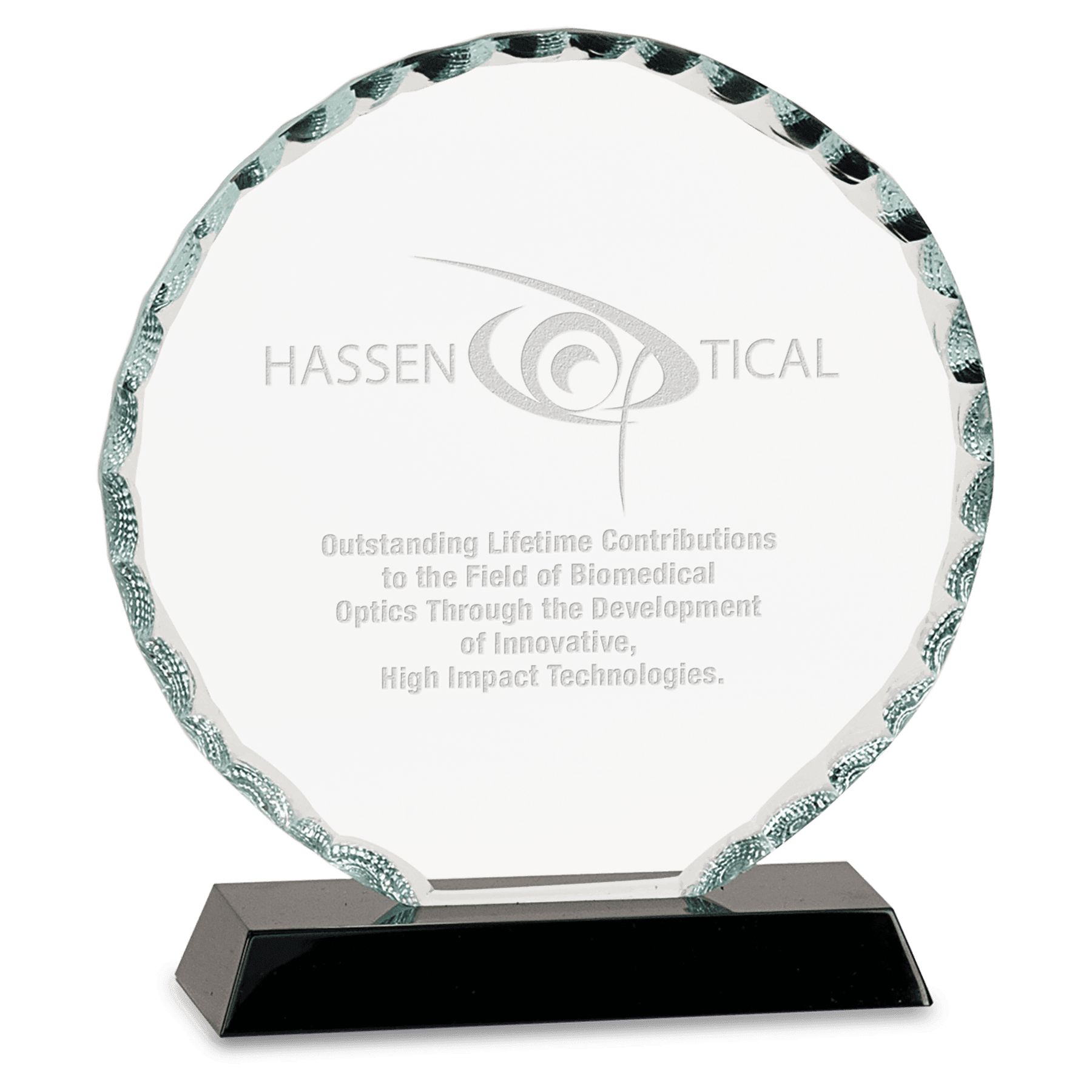 5" Round Facet Glass on a Black Crystal Base