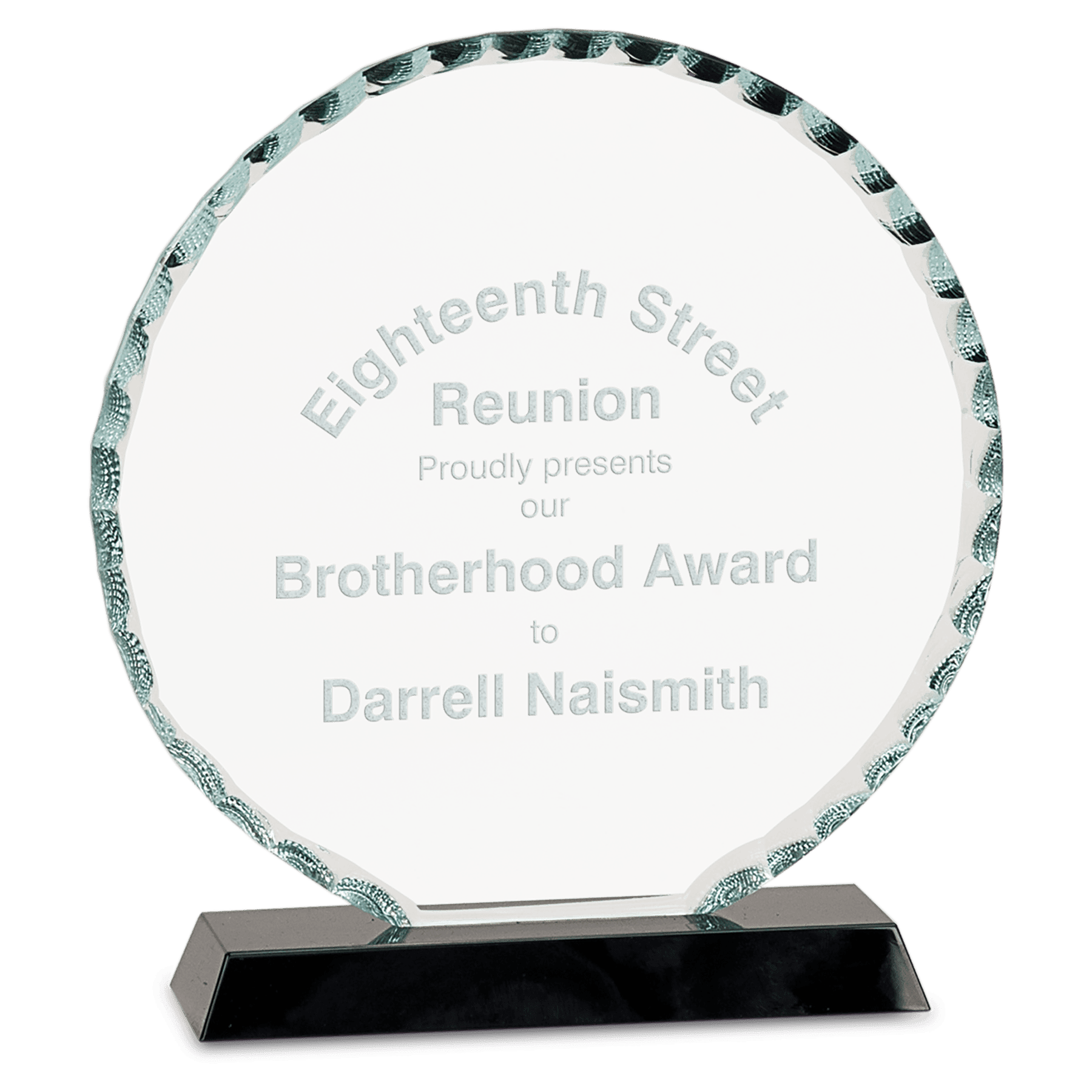 7 1/2" Round Facet Glass on a Black Crystal Base