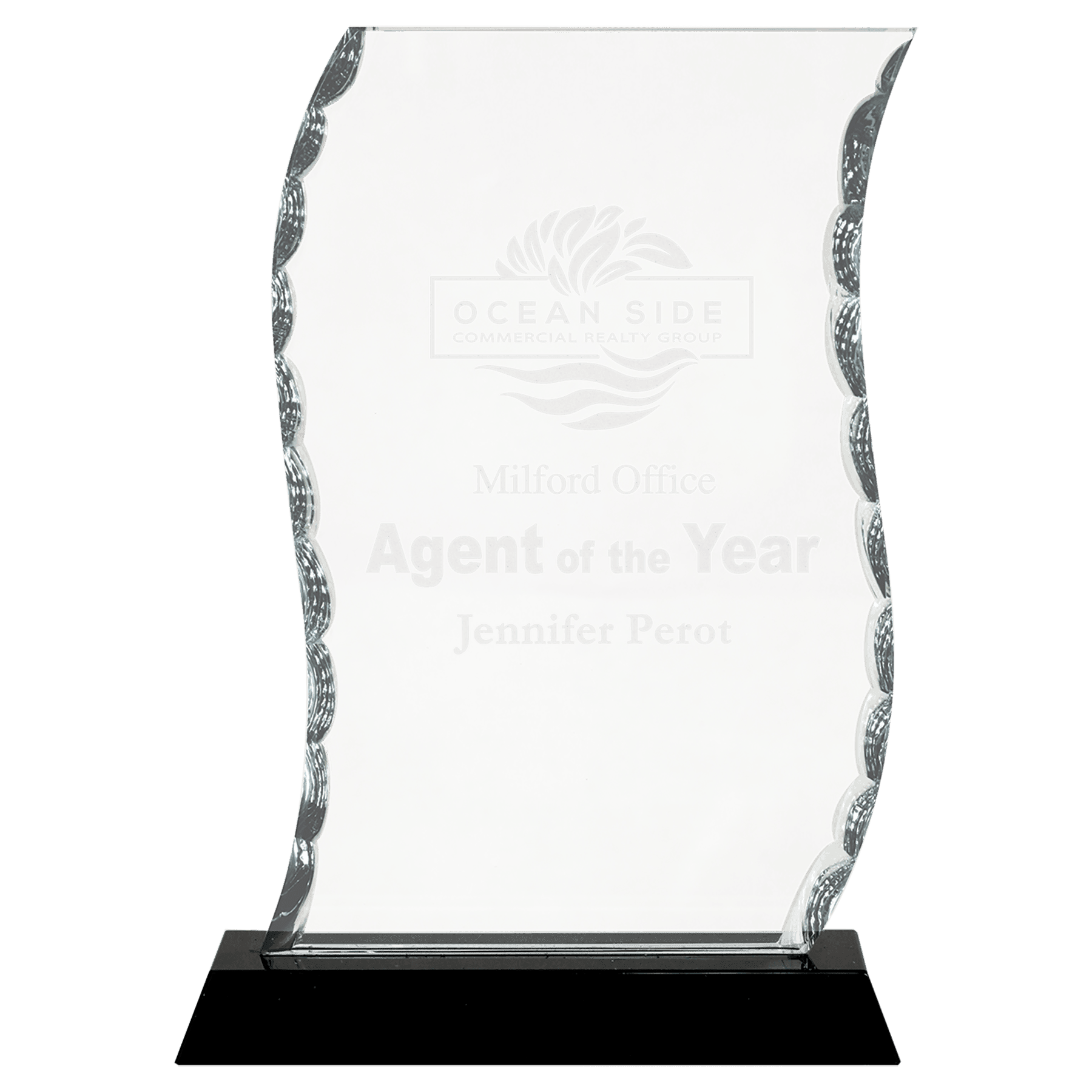 7 1/2" Scroll Facet Glass on a Black Crystal Base