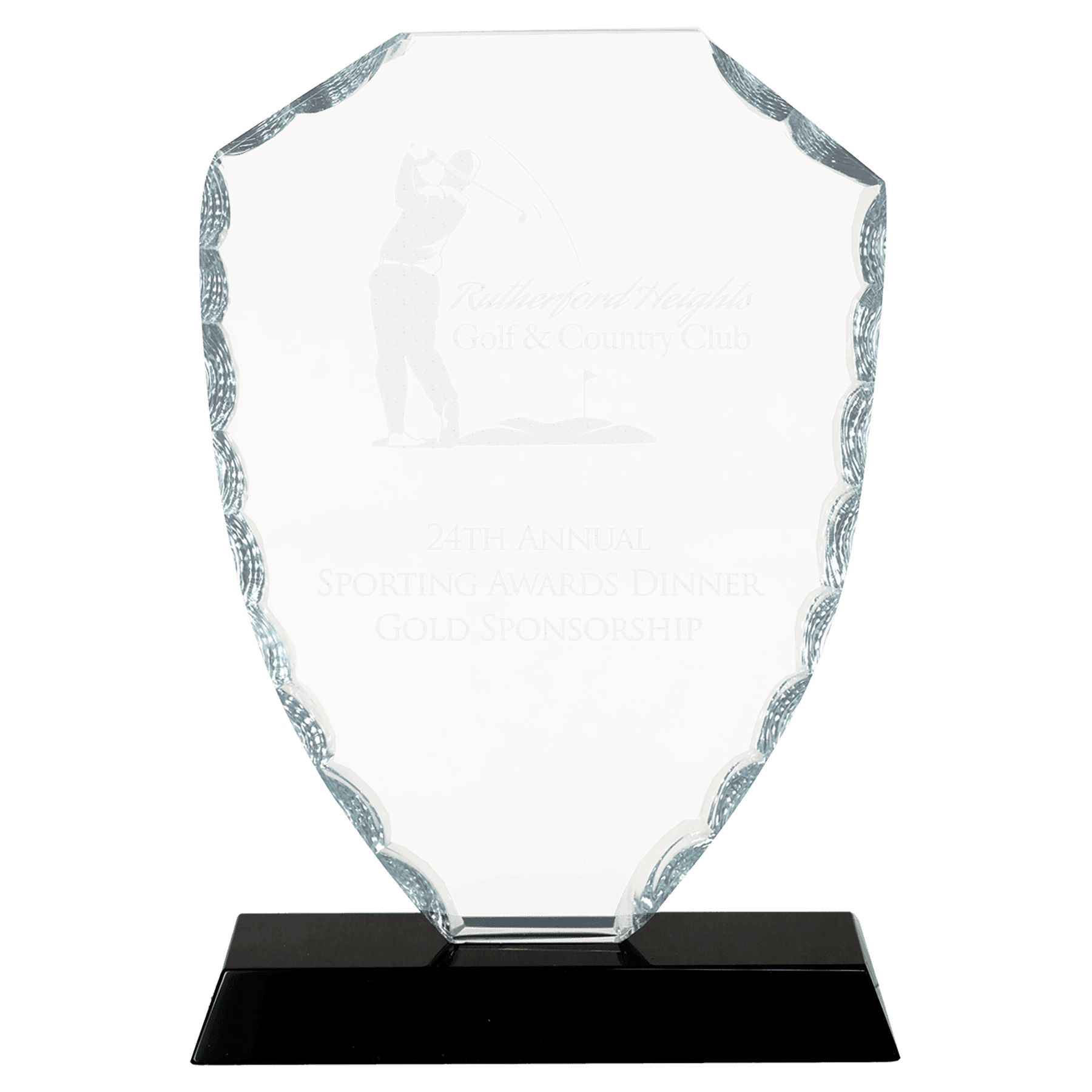 7 1/2" Shield Facet Glass on a Black Crystal Base