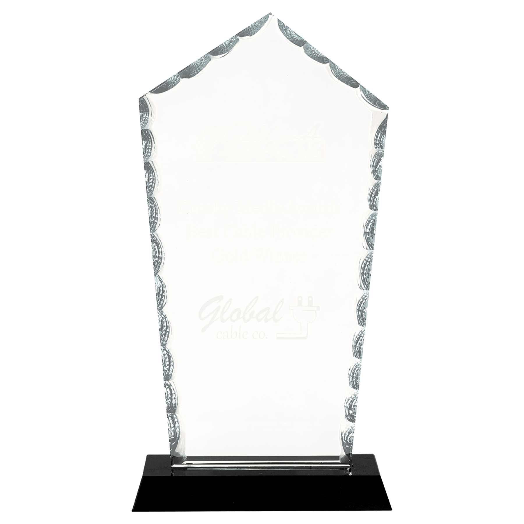 9 3/4" Diamond Facet Glass on a Black Crystal Base