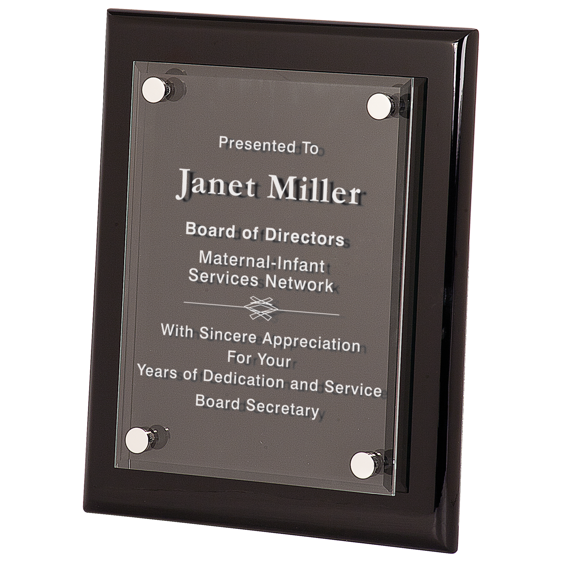 8" x 10" Black Piano Finish Floating Acrylic Plaque