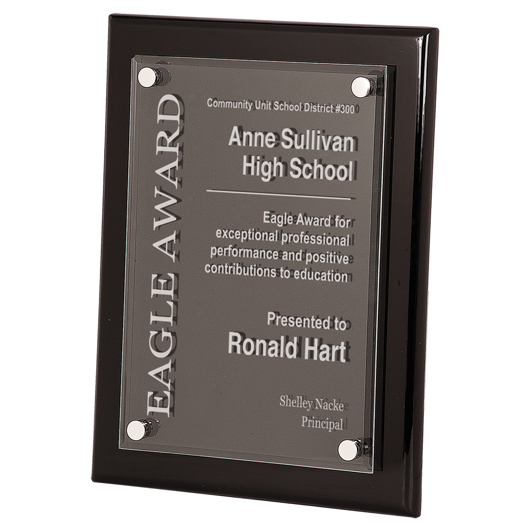 9" x 12" Black Piano Finish Floating Acrylic Plaque