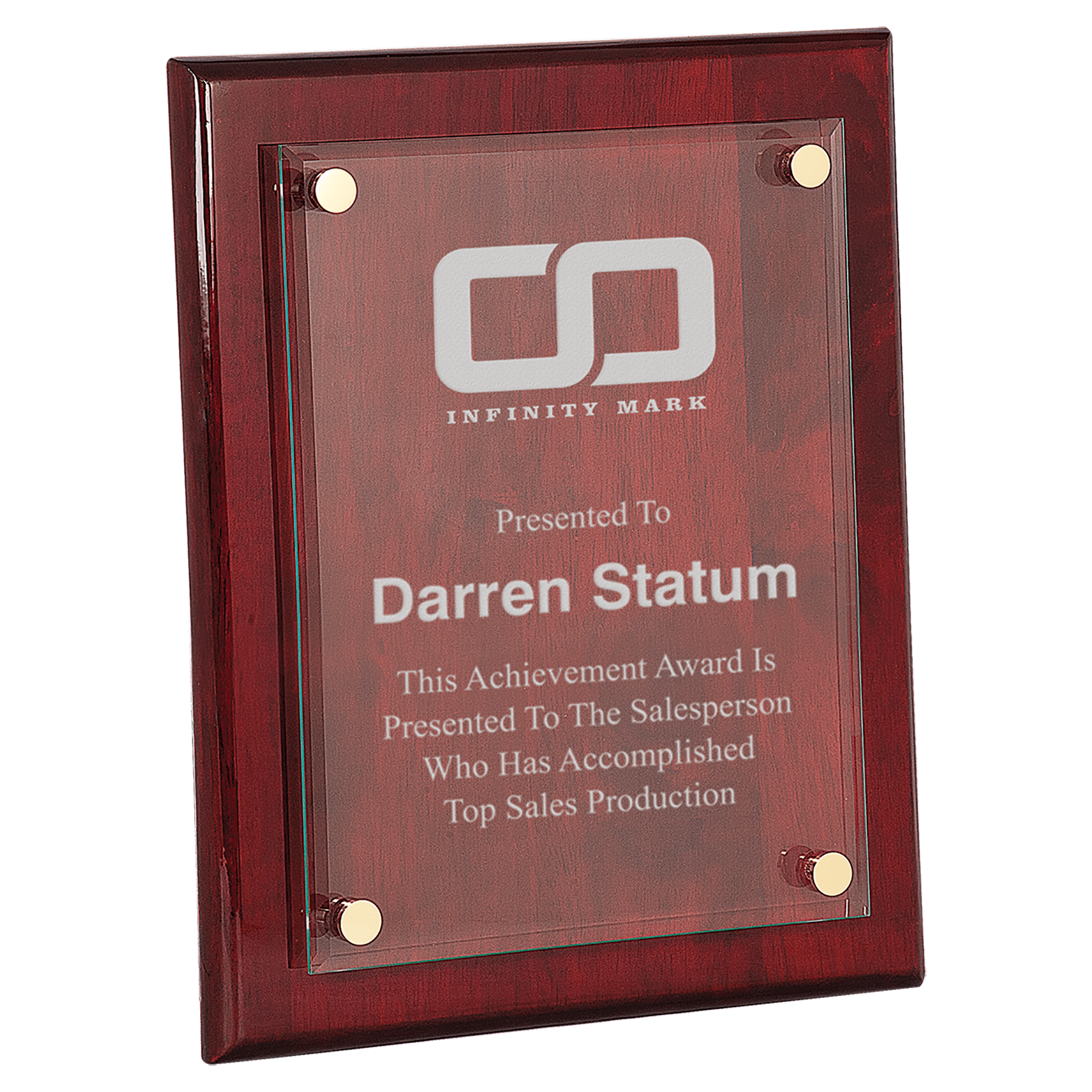 8" x 10" Rosewood Piano Finish Floating Glass Plaque