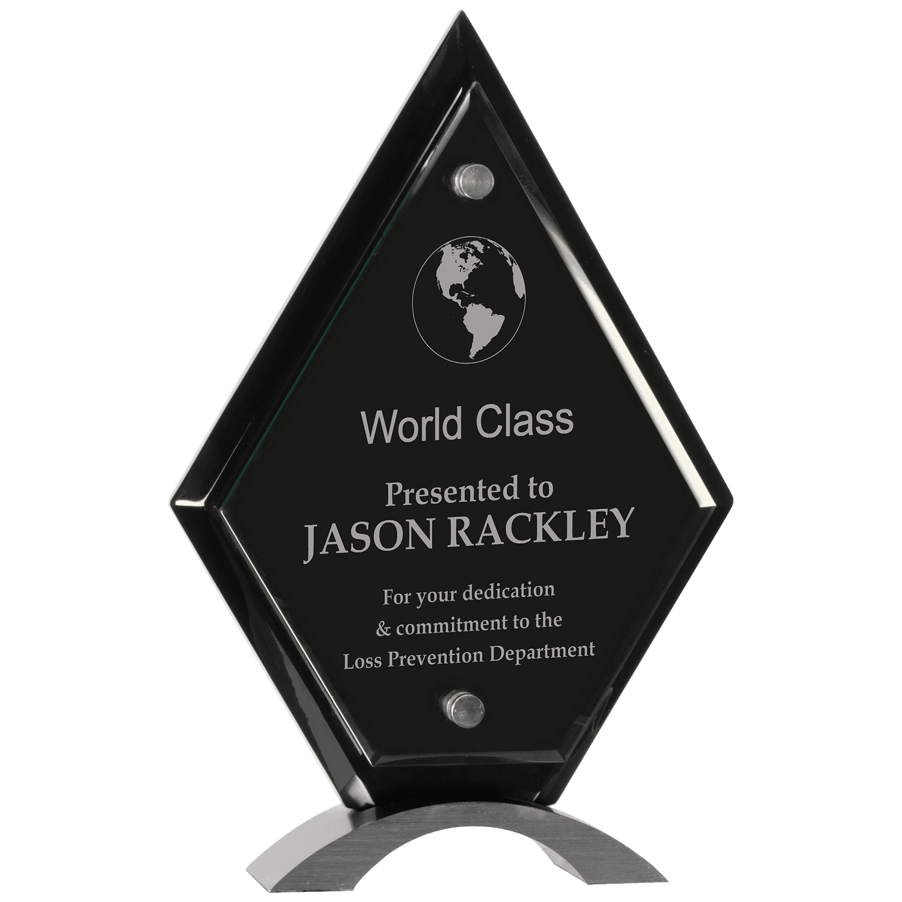 Large Diamond Black Piano Finish Floating Jade Glass Standup