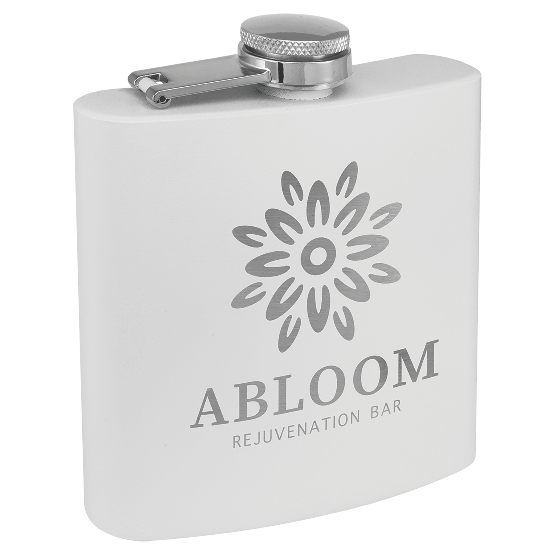 6 oz. Powder Coated Flask White