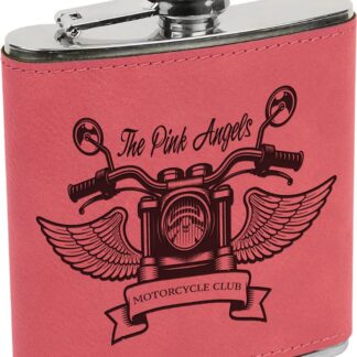 Pink Leatherette 6 oz. Flask