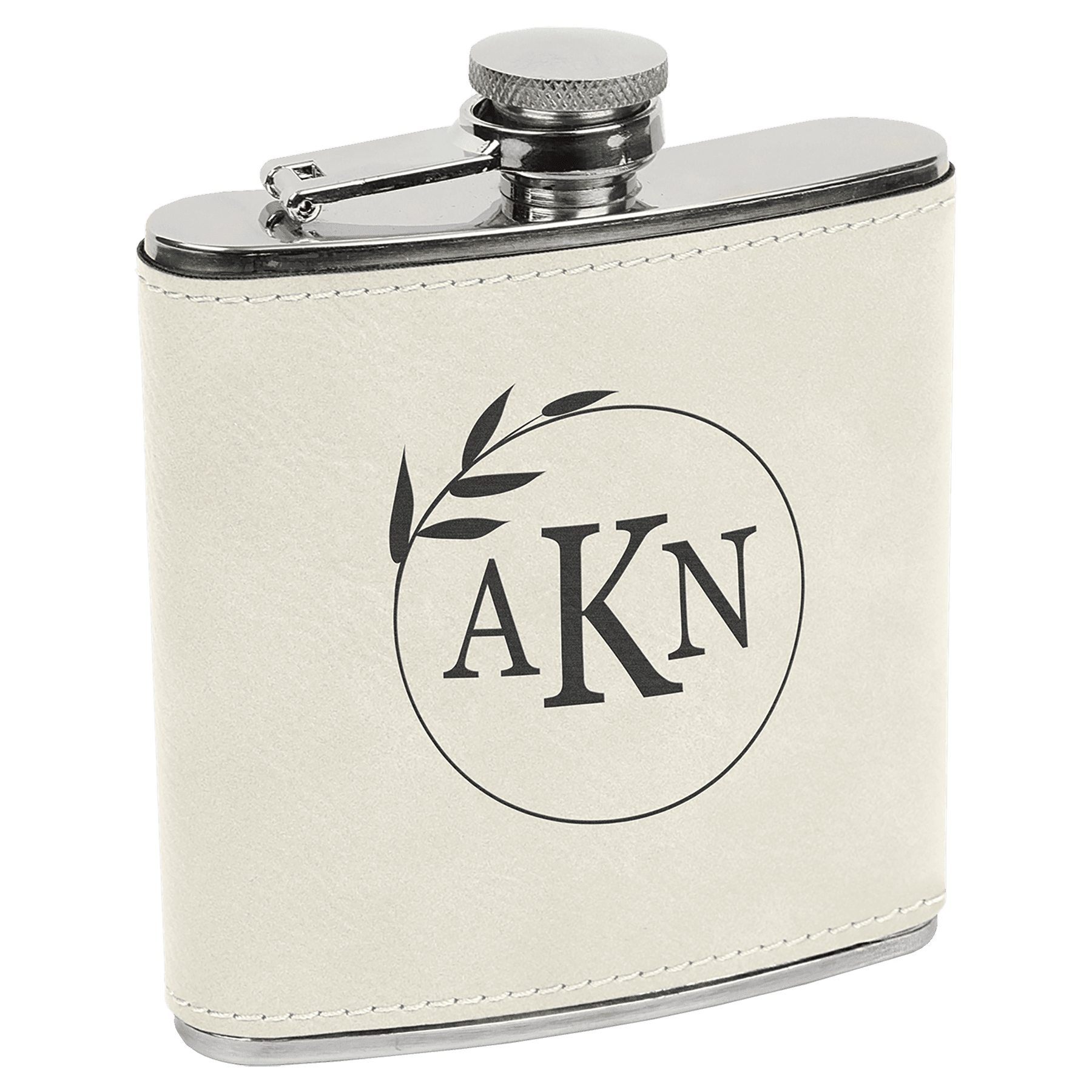 White Leatherette 6 oz. Flask