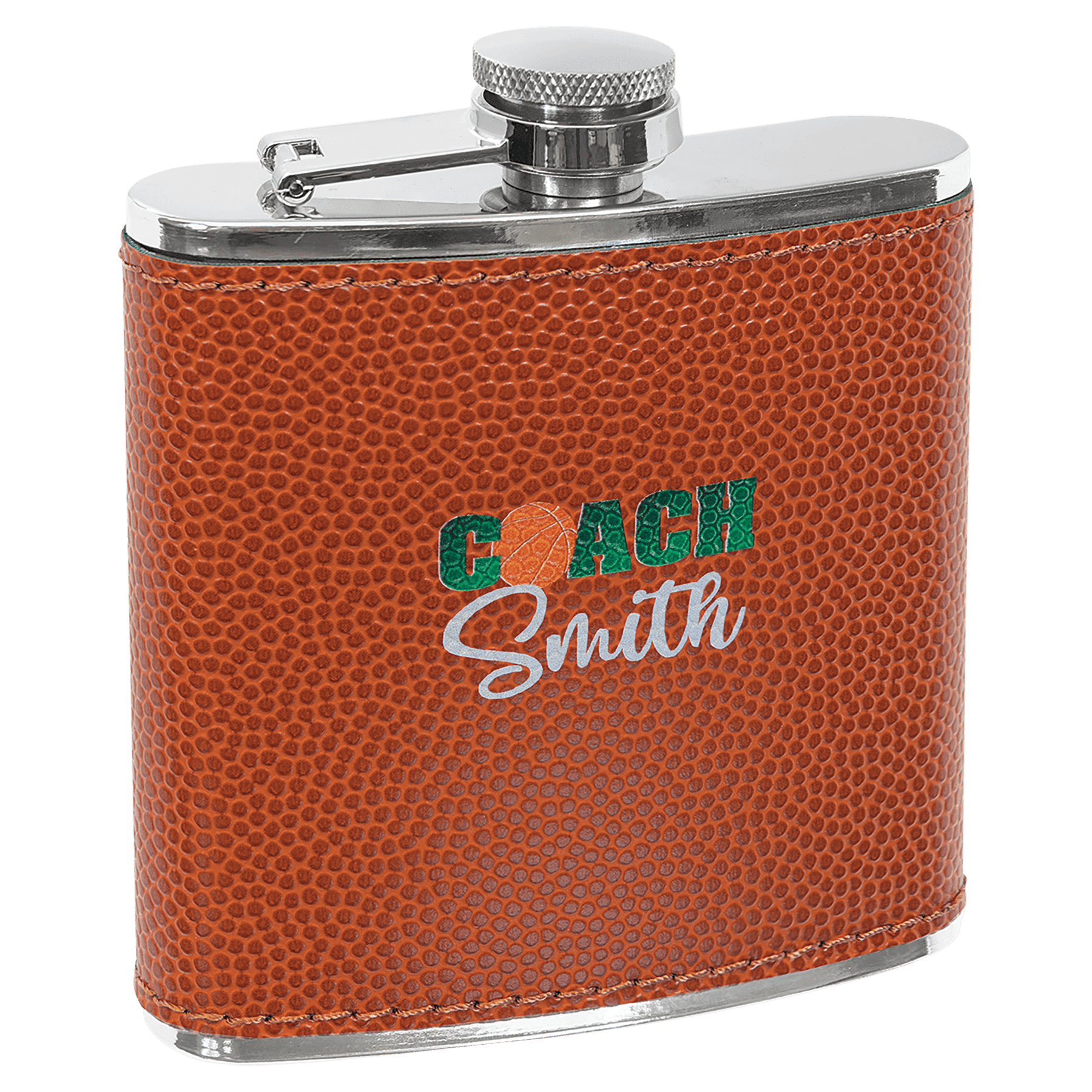 Basketball Leatherette 6 oz. Flask