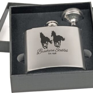 6 oz. Stainless Steel Flask Gift Set in Black Presentation Box with Funnel