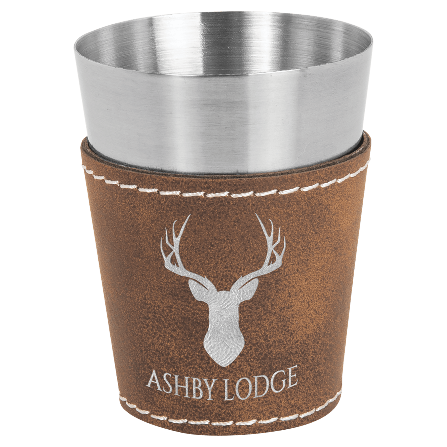 Rustic/Silver 2 oz. Leatherette Wrapped Stainless Steel Shot Glass