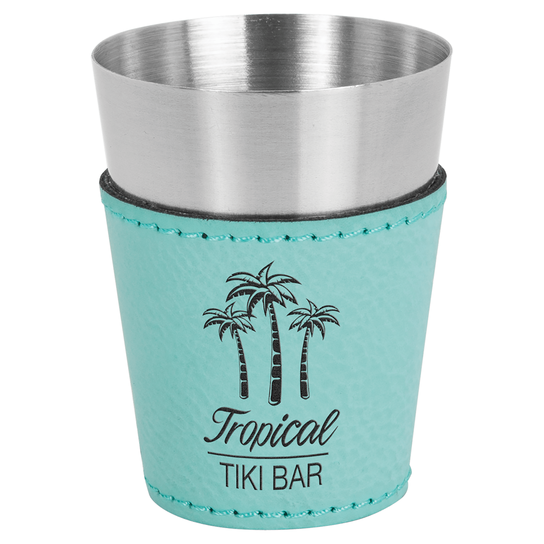 Teal 2 oz. Leatherette Wrapped Stainless Steel Shot Glass