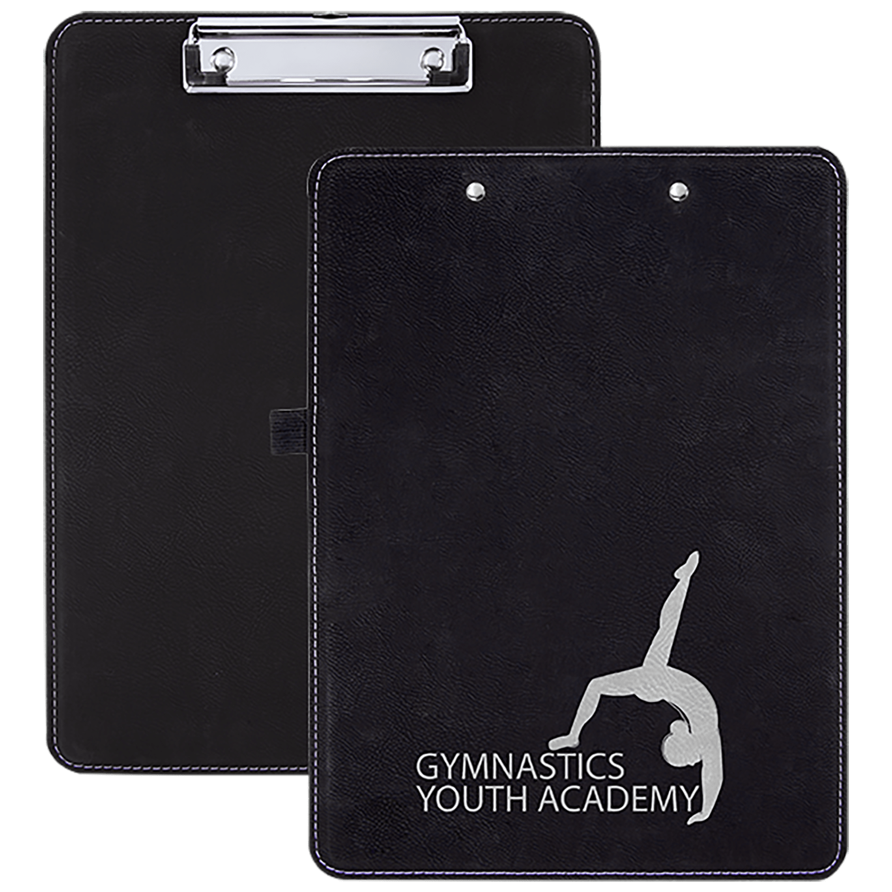 Black/Silver Laserable Leatherette Clip Board