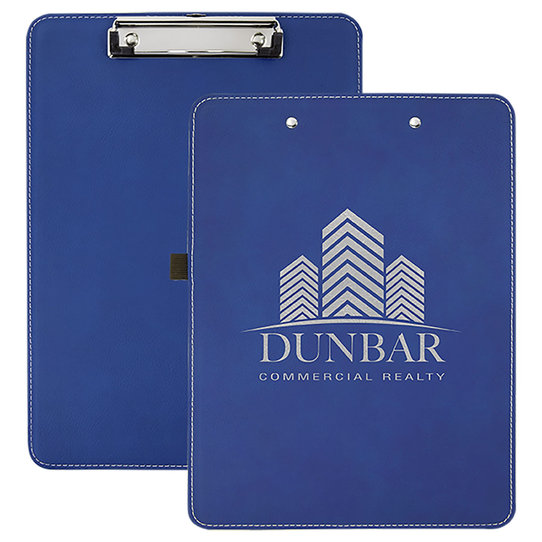 Blue/Silver Laserable Leatherette Clip Board