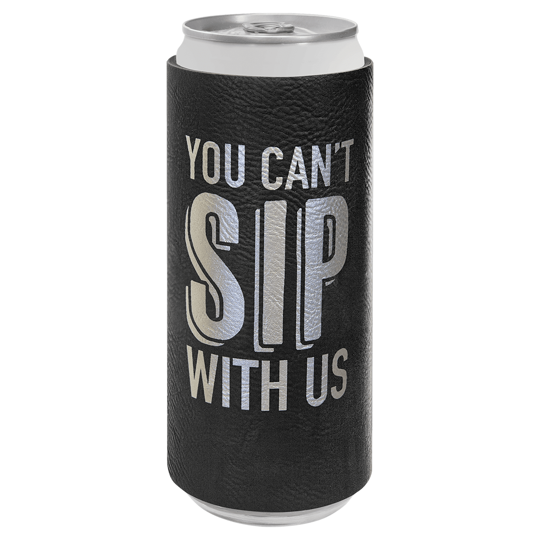 Black/Silver Leatherette Slim Beverage Holder