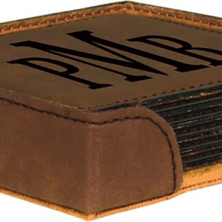 Dark Brown Leatherette Square 6-Coaster Set