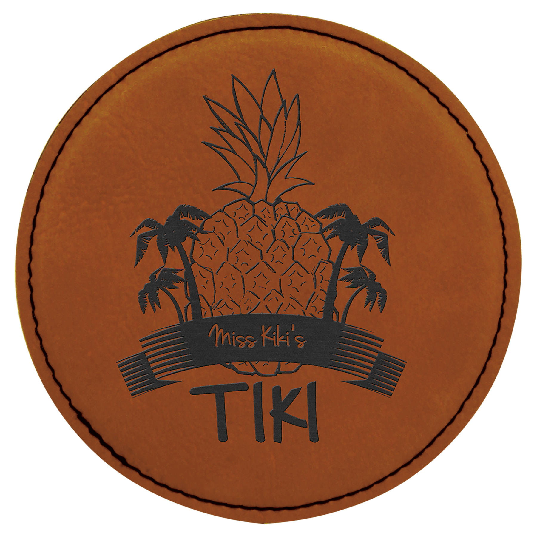 Rawhide Round Leatherette Coaster