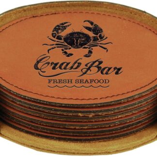 Rawhide Leatherette Round 6-Coaster Set