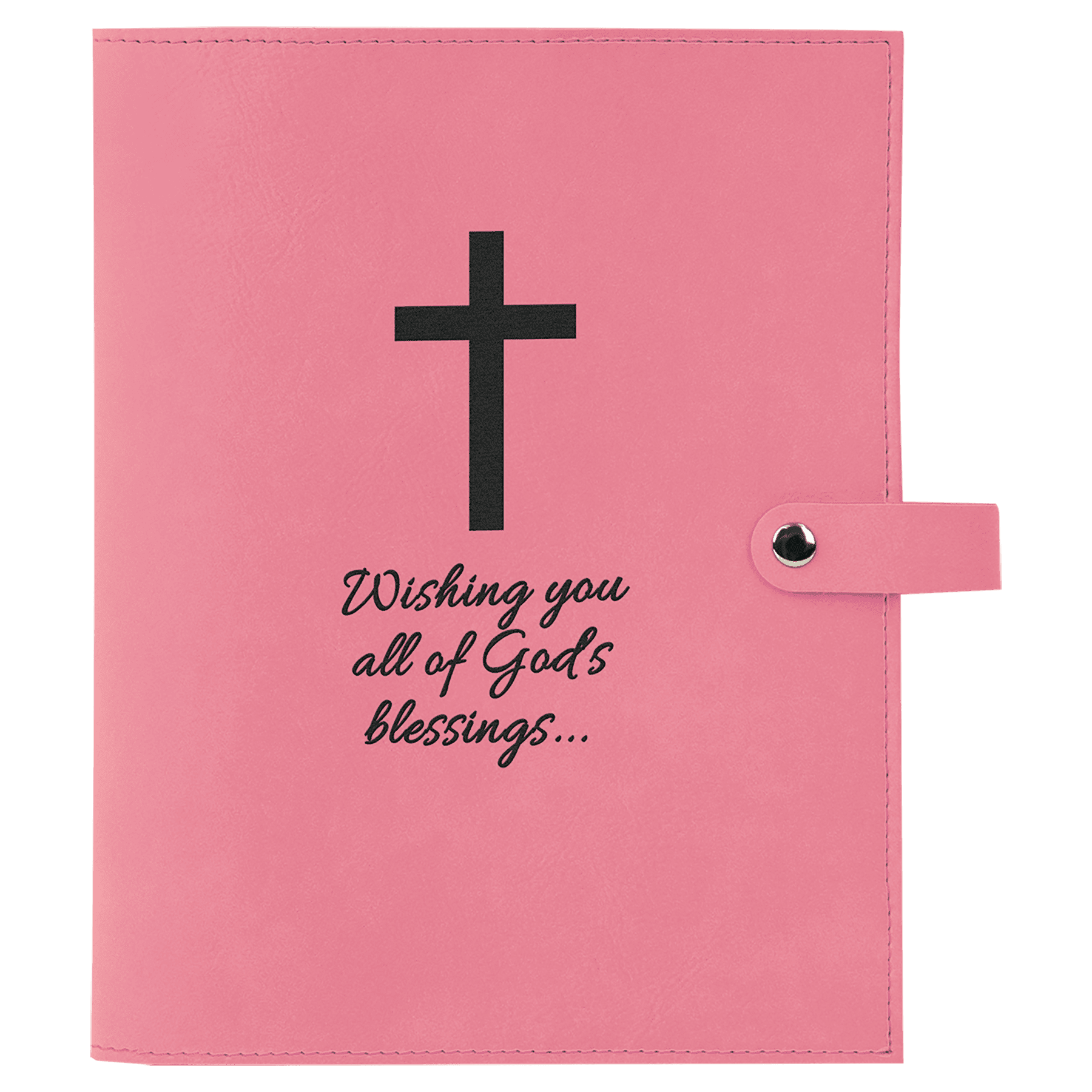 Pink Leatherette Book Cover with Snap Closure