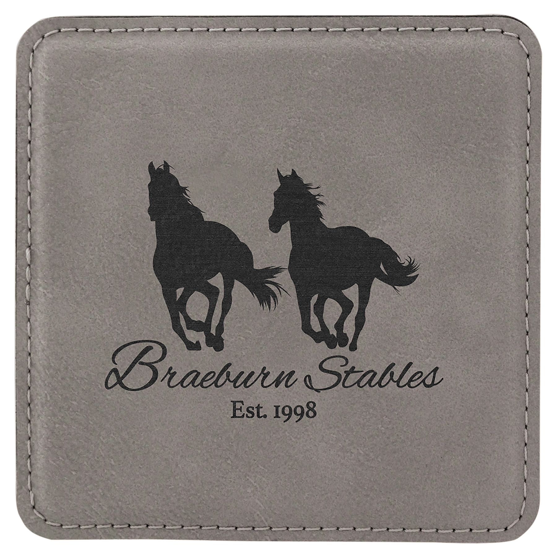 Gray Square Leatherette Coaster