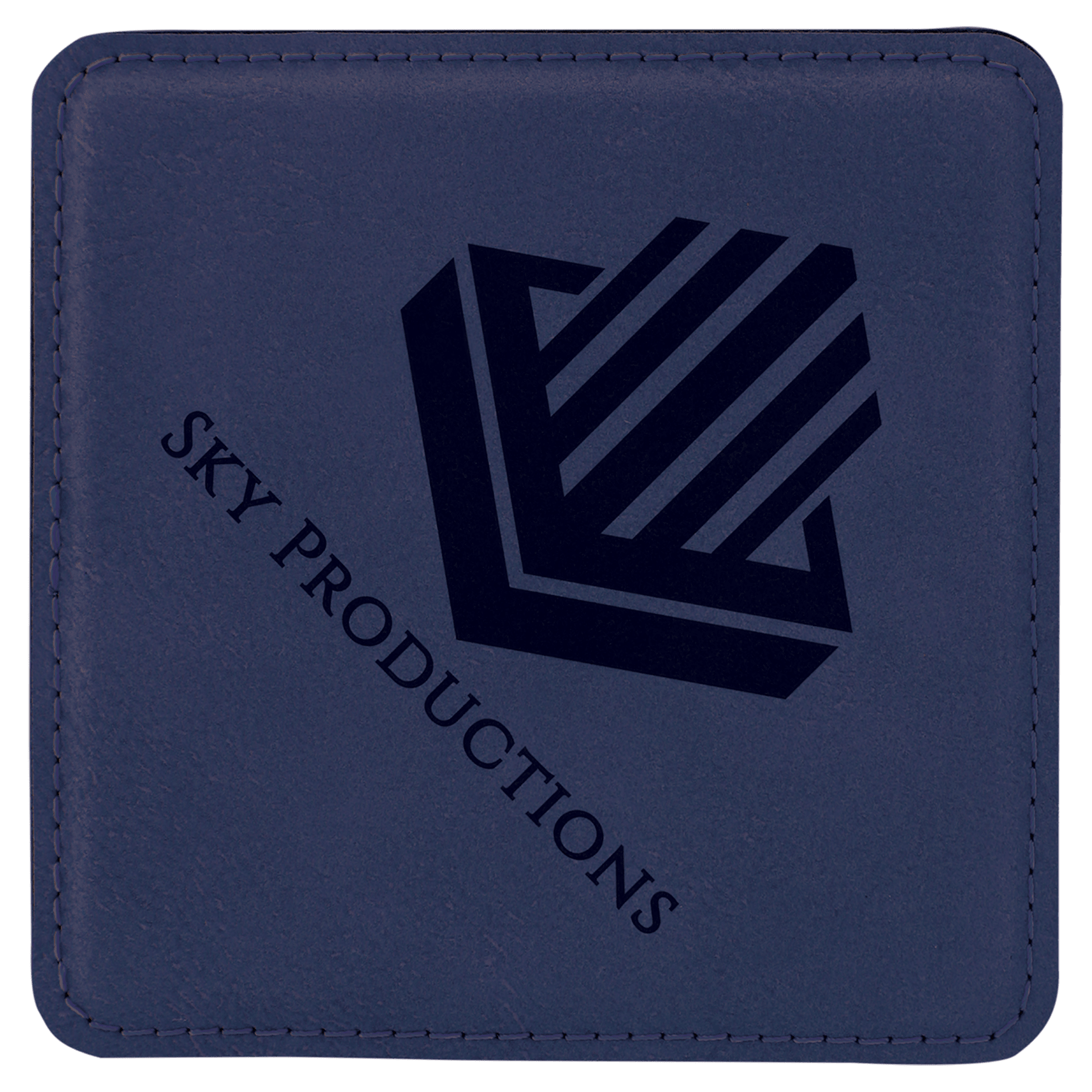 Blue/Black Square Leatherette Coaster